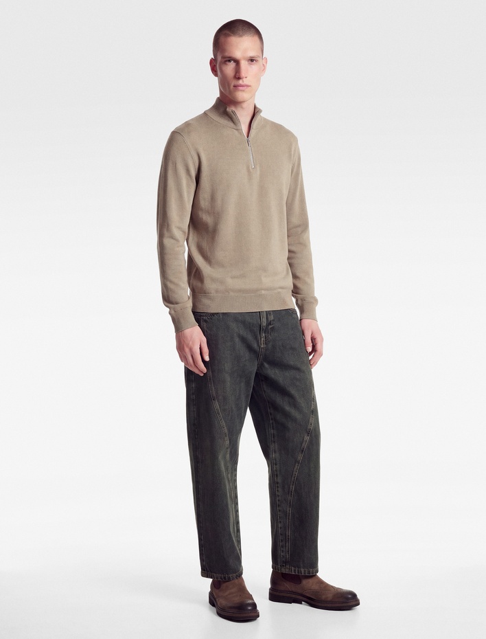  Oversize Pamuklu Cepli Dikiş Detaylı Skater Jean Pantolon