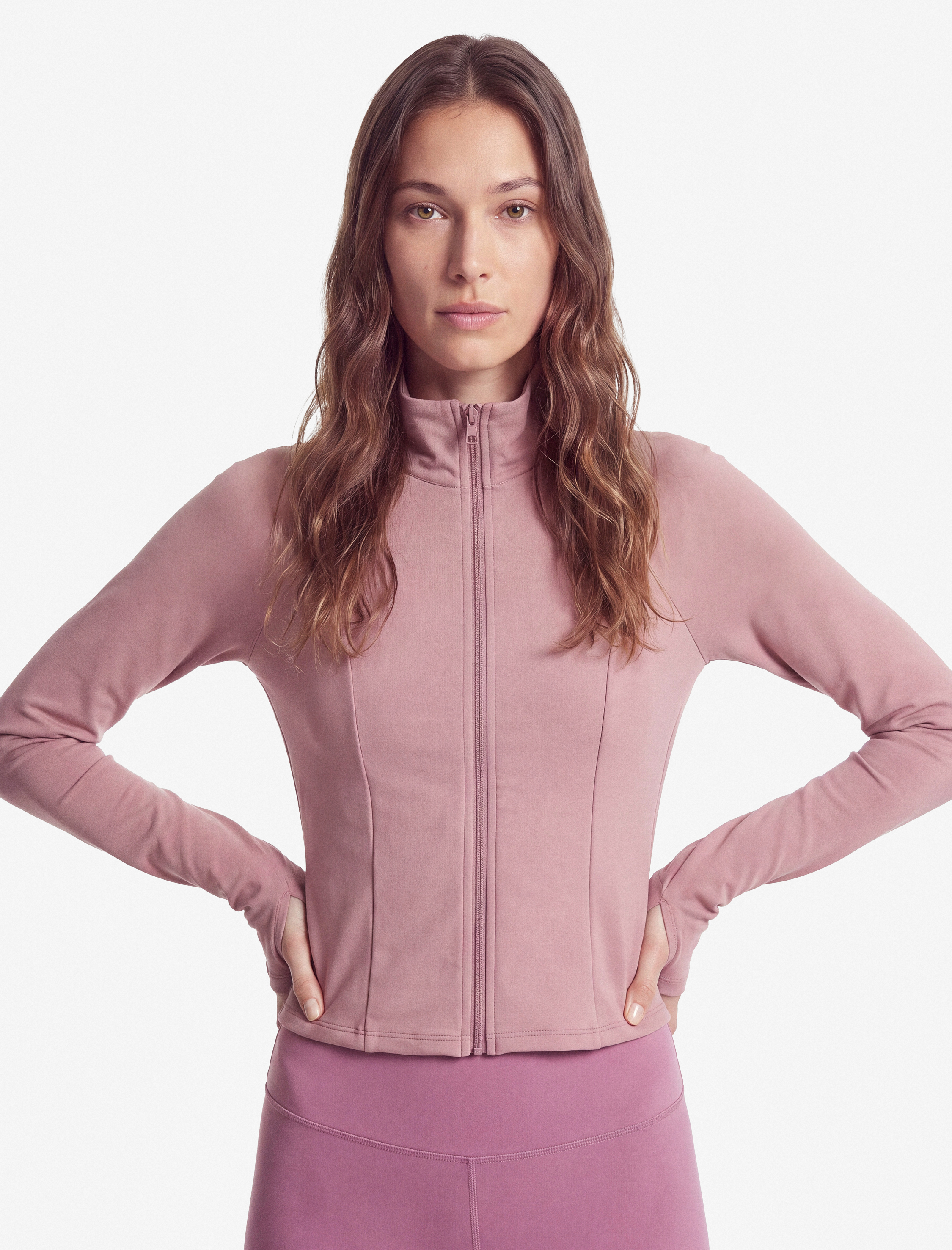   Slim Fit Dik Yaka Reglan Balon Kollu Fermuarlı Spor Sweatshirt