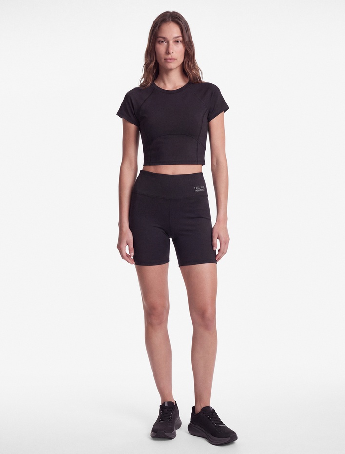  Yüksek Bel Slim Fit Baskılı Spor Biker Tayt