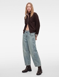 Pamuklu Normal Bel Cepli Balon Fit Relax Barrel Denim Pantolon - Barrel Jeans