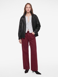 Pamuklu Bol Kalıp Çıtçıt Düğmeli Beli Bağcıklı Denim Pantolon  - Loose Fit Jeans