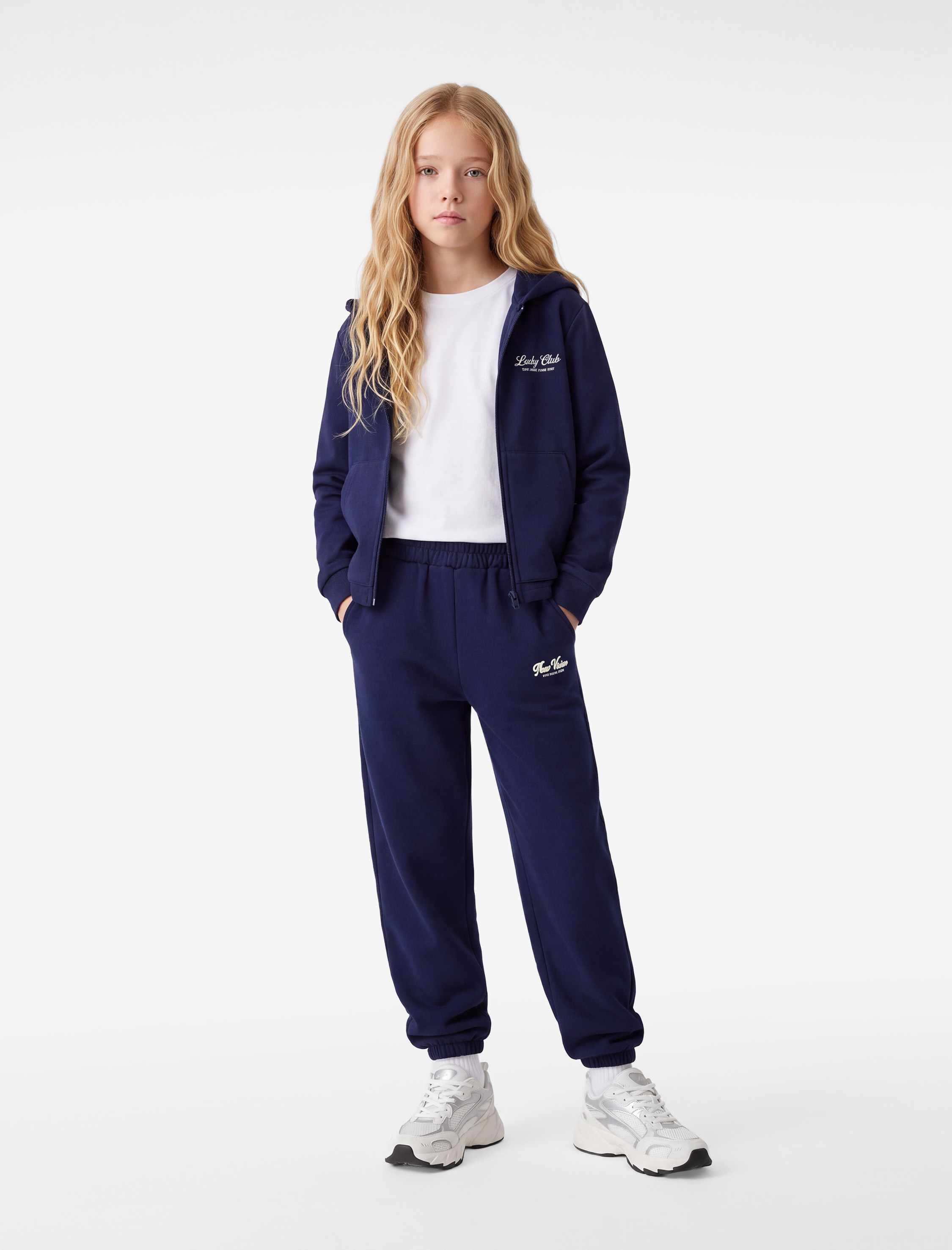  Kız Çocuk Fermuarlı Cepli Baskılı Kapşonlu Modal Sweatshirt
