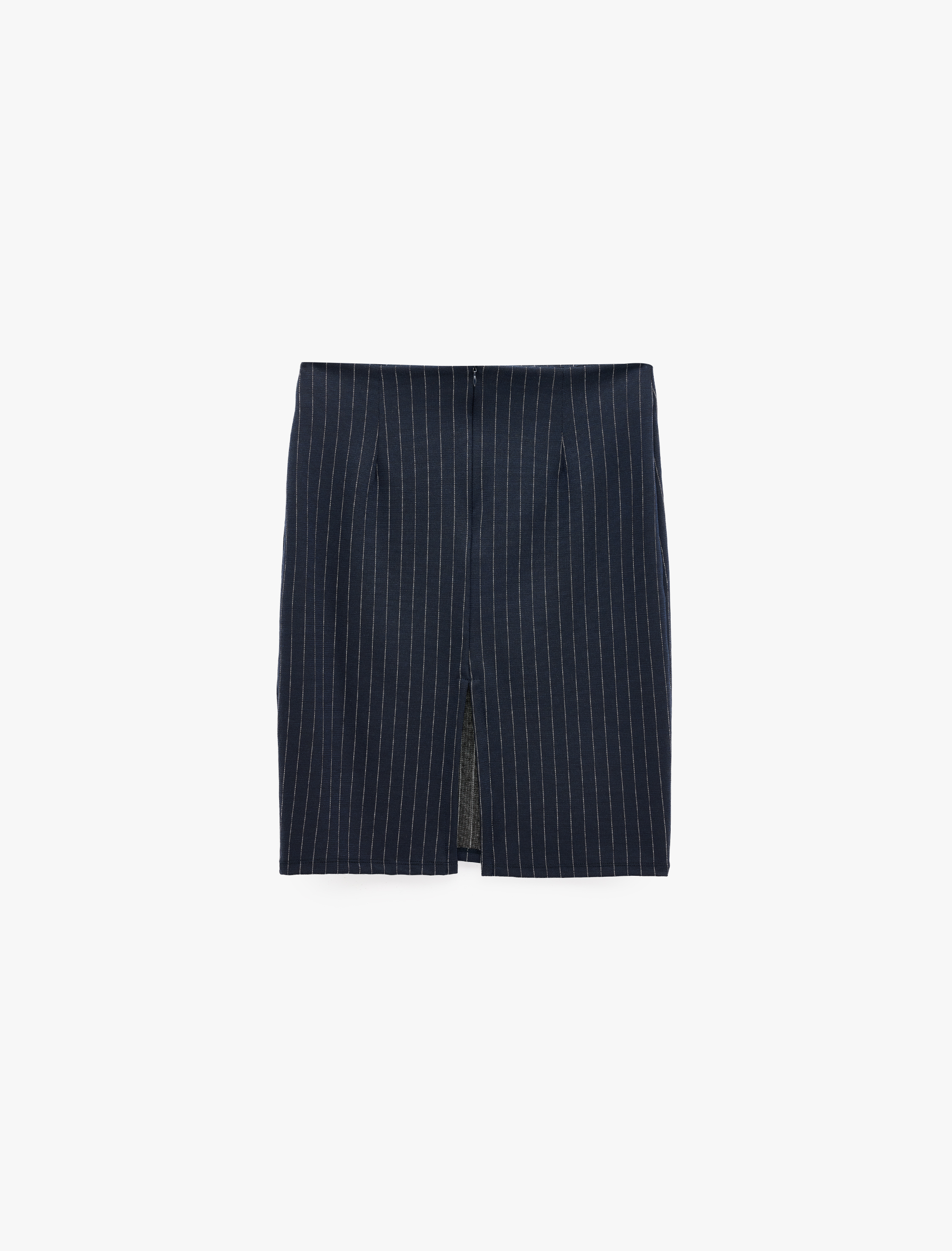   Yırtmaçlı Slim Fit Çizgili Midi Etek