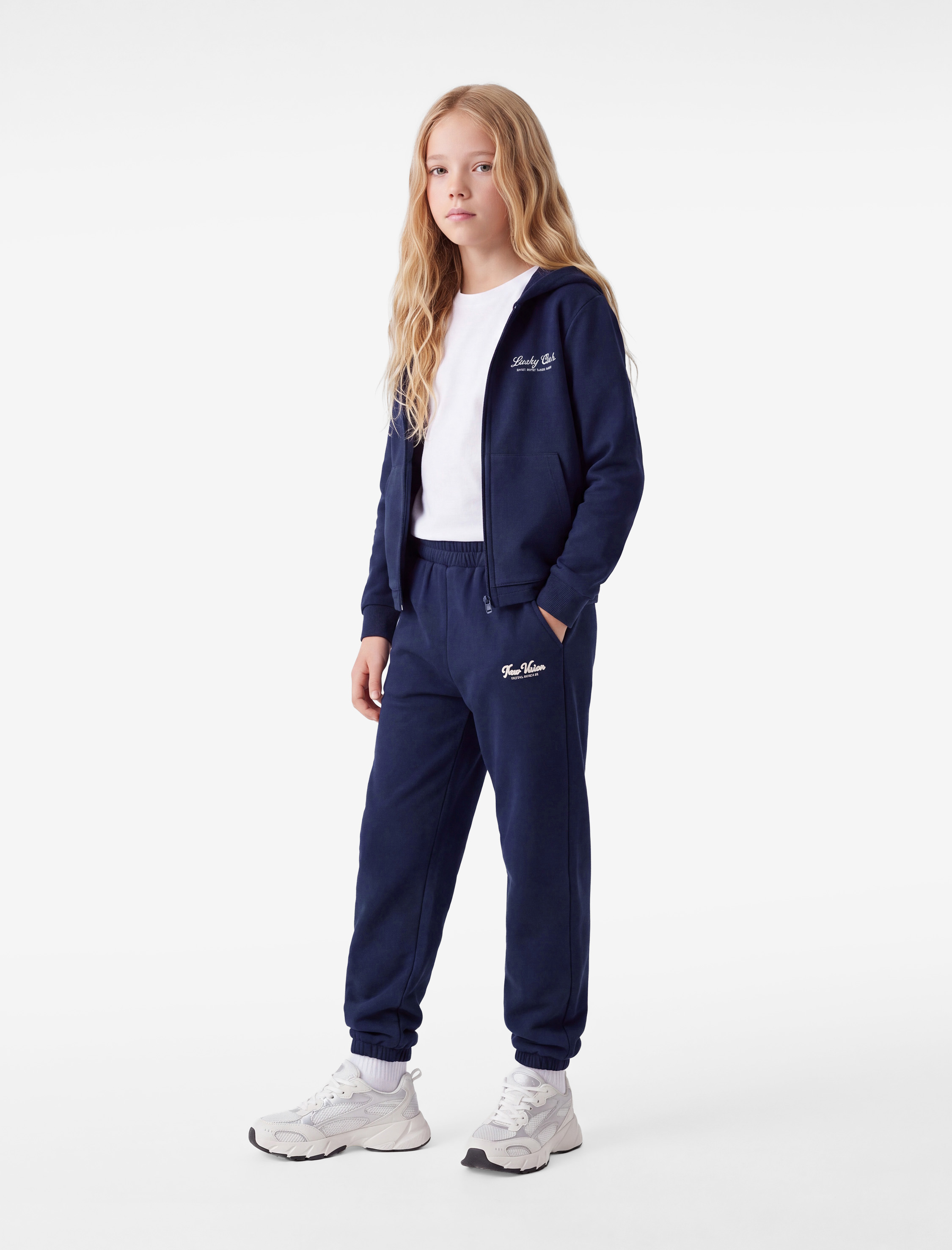  Kız Çocuk Fermuarlı Cepli Baskılı Kapşonlu Modal Sweatshirt
