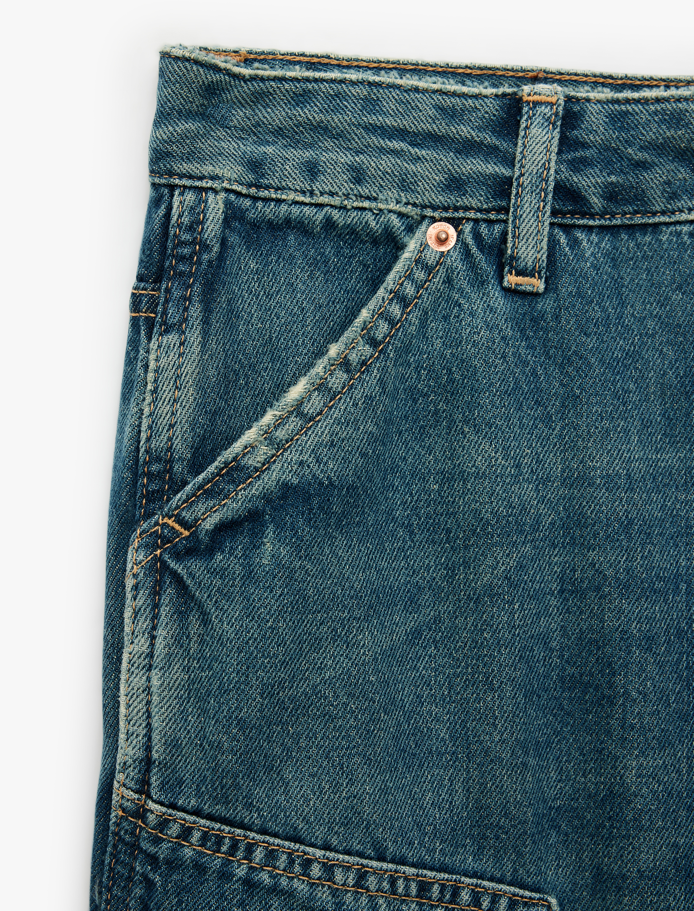   Pamuklu Dikiş Detaylı Cepli Normal Bel Carpenter Denim Pantolon