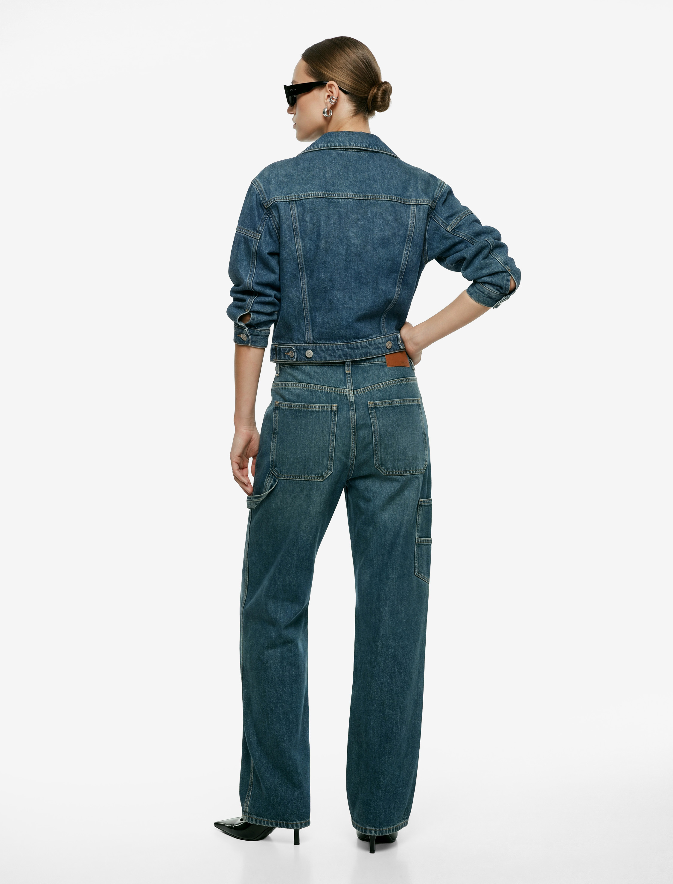   Pamuklu Dikiş Detaylı Cepli Normal Bel Carpenter Denim Pantolon