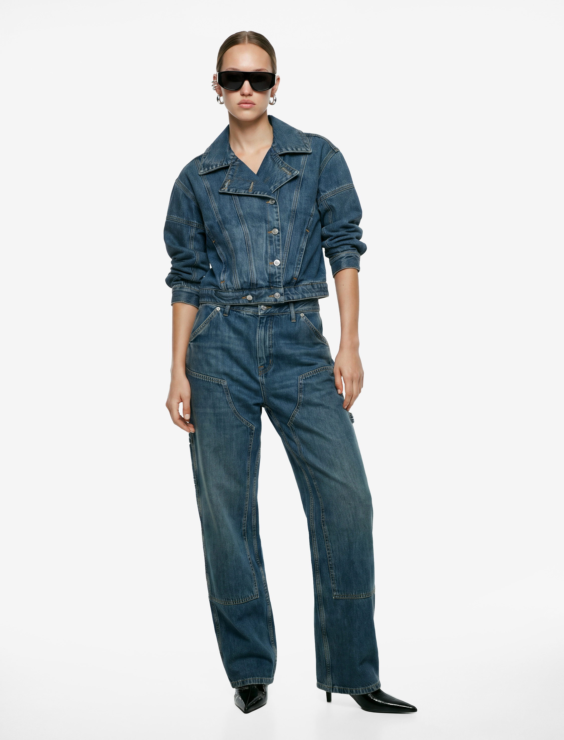   Pamuklu Dikiş Detaylı Cepli Normal Bel Carpenter Denim Pantolon