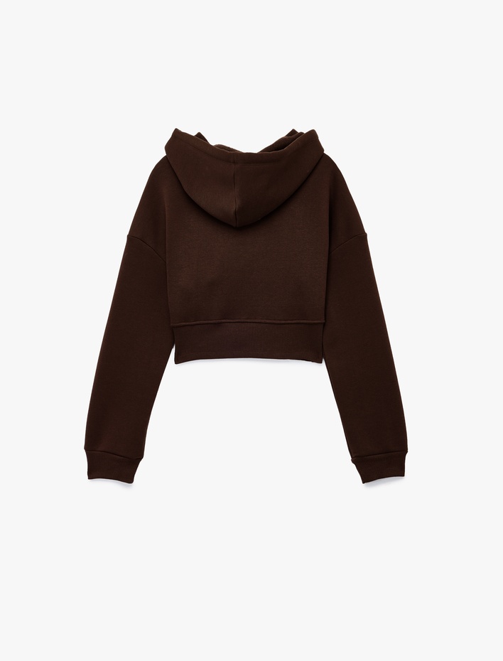  Şardonlu Slim Fit Korse Detaylı Kapüşonlu Uzun Kollu Fermuarlı Sweatshirt