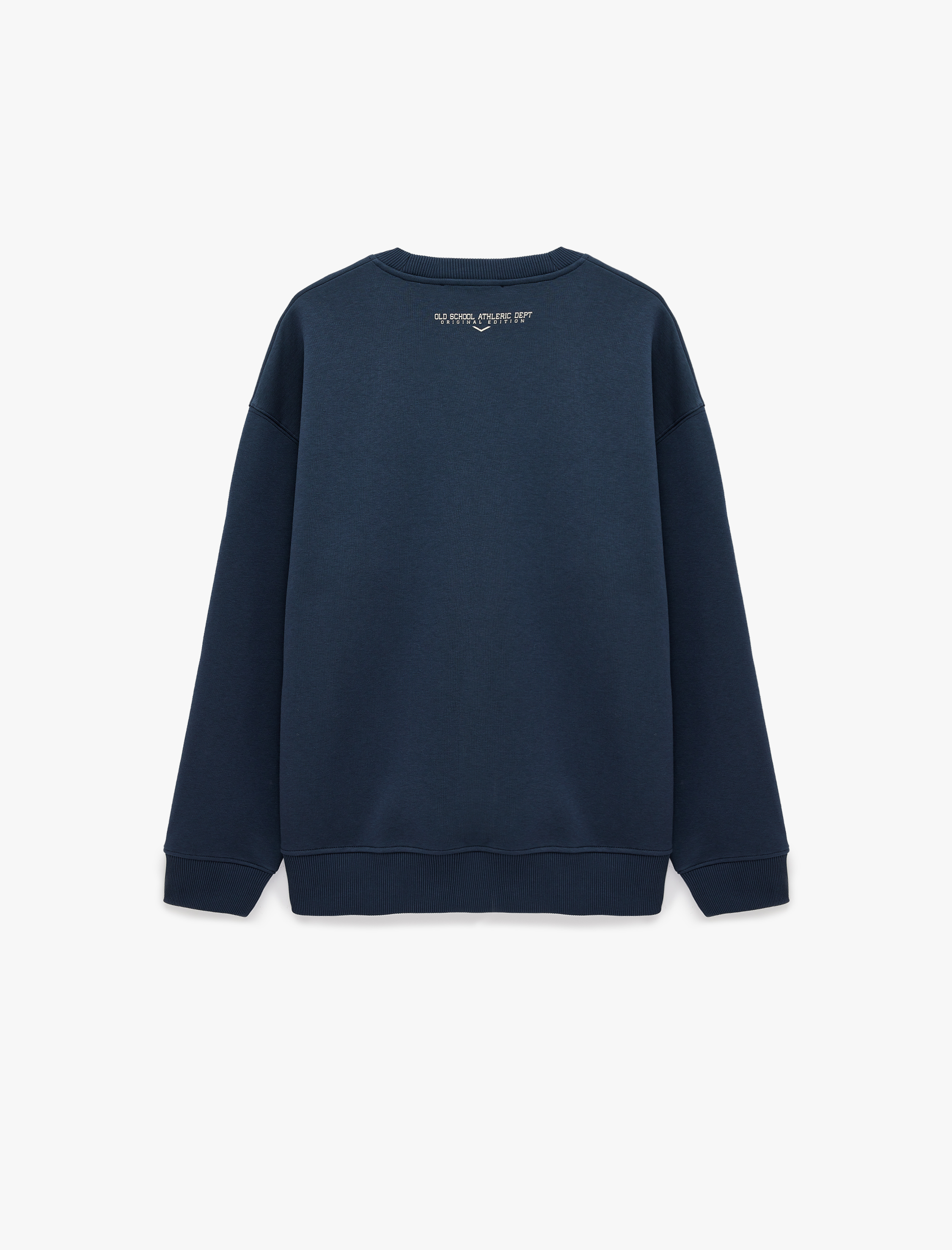   Şardonlu Oversize Bisiklet Yaka Uzun Kollu Baskılı Sweatshirt