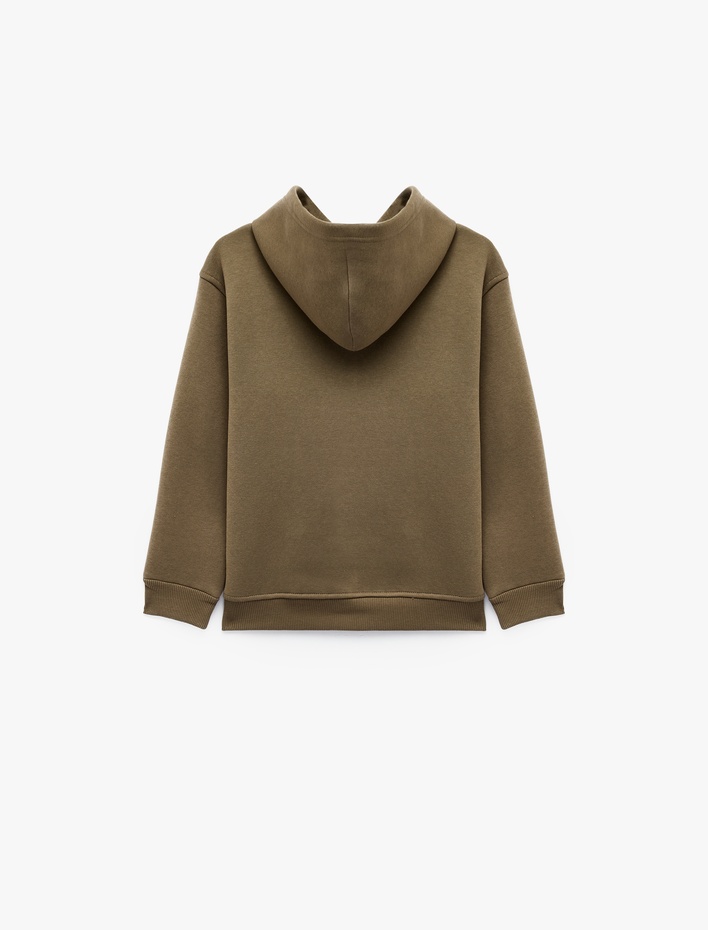 Erkek Çocuk Pamuklu Uzun Kollu Kapşonlu Şardonlu Oversize Sweatshirt