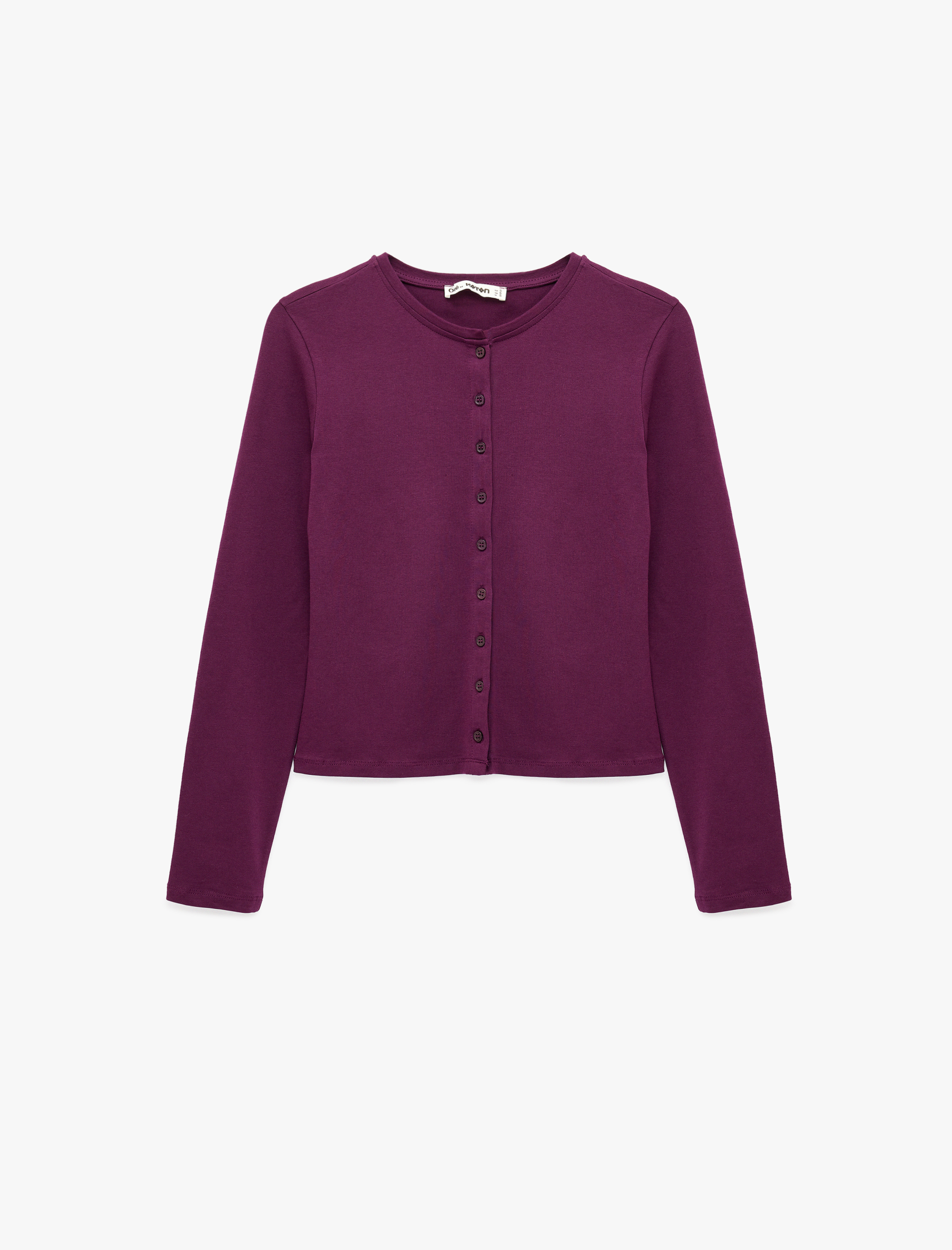   Pamuklu Slim Fit Bisiklet Yaka Uzun Kollu Düğmeli Hırka