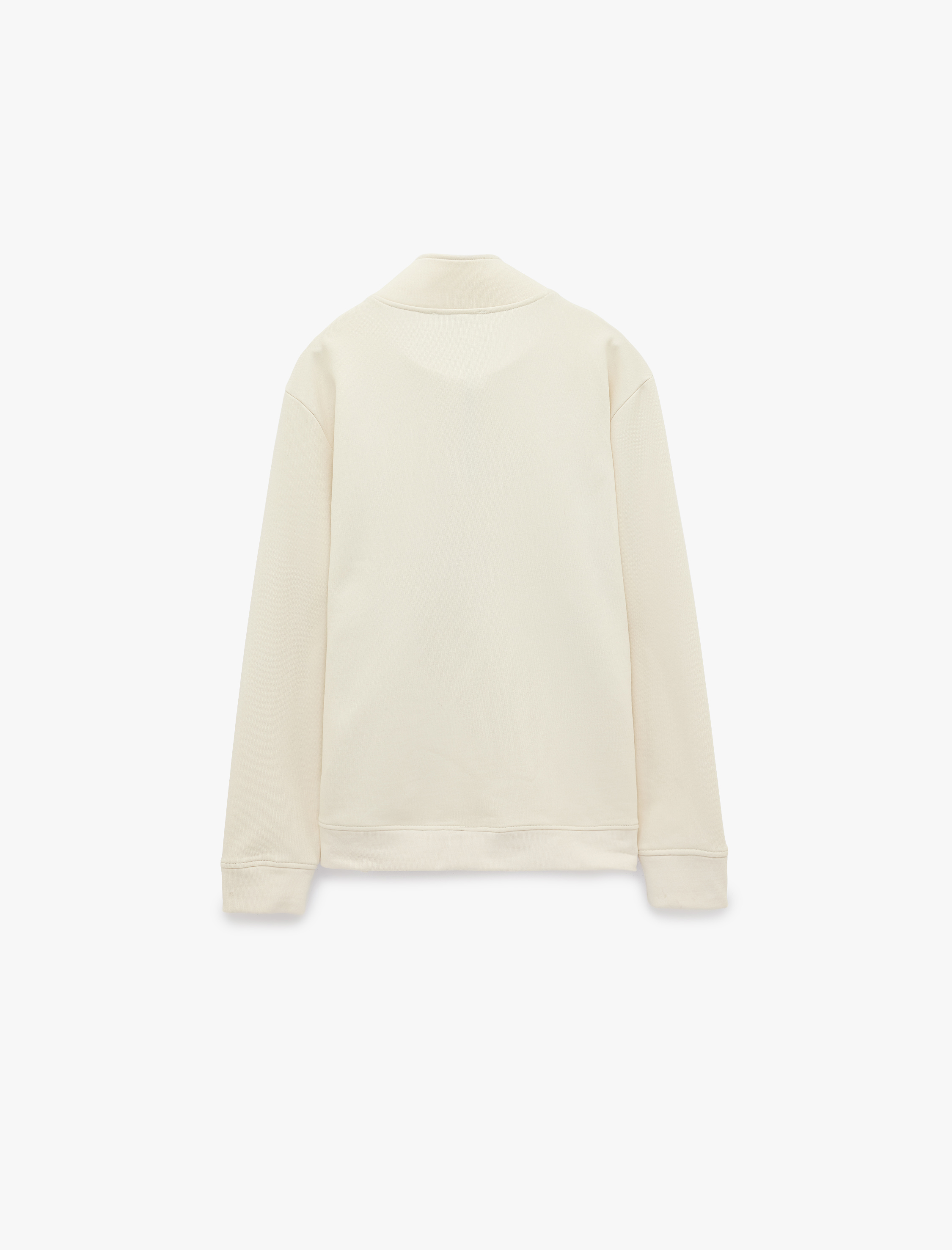   Uzun Kollu Üç İplik Şardonlu Pamuklu Yarım Fermuarlı Sweatshirt