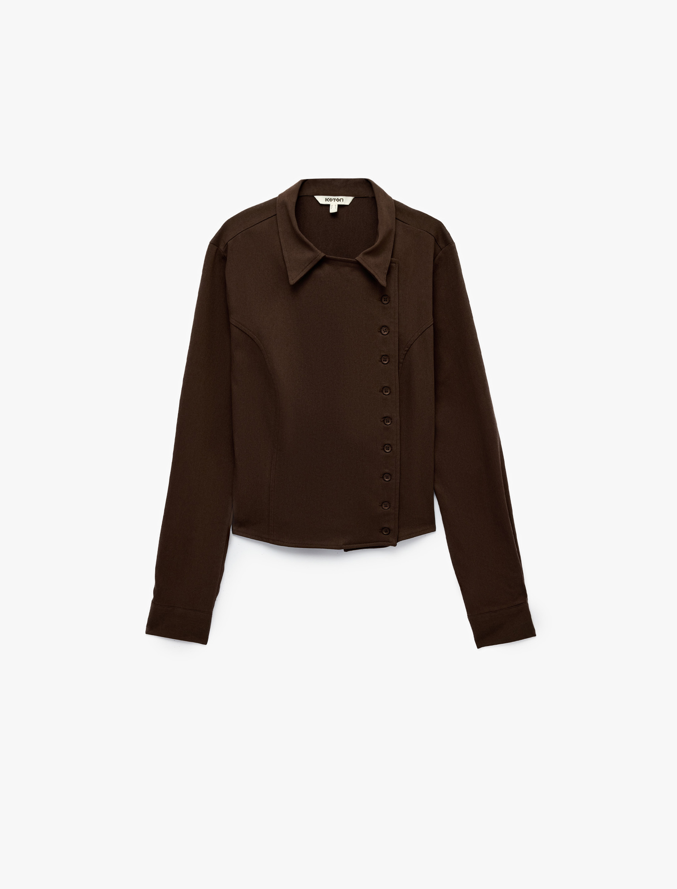   Regular Fit Uzun Kollu Yan Düğmeli Gabardin Gömlek