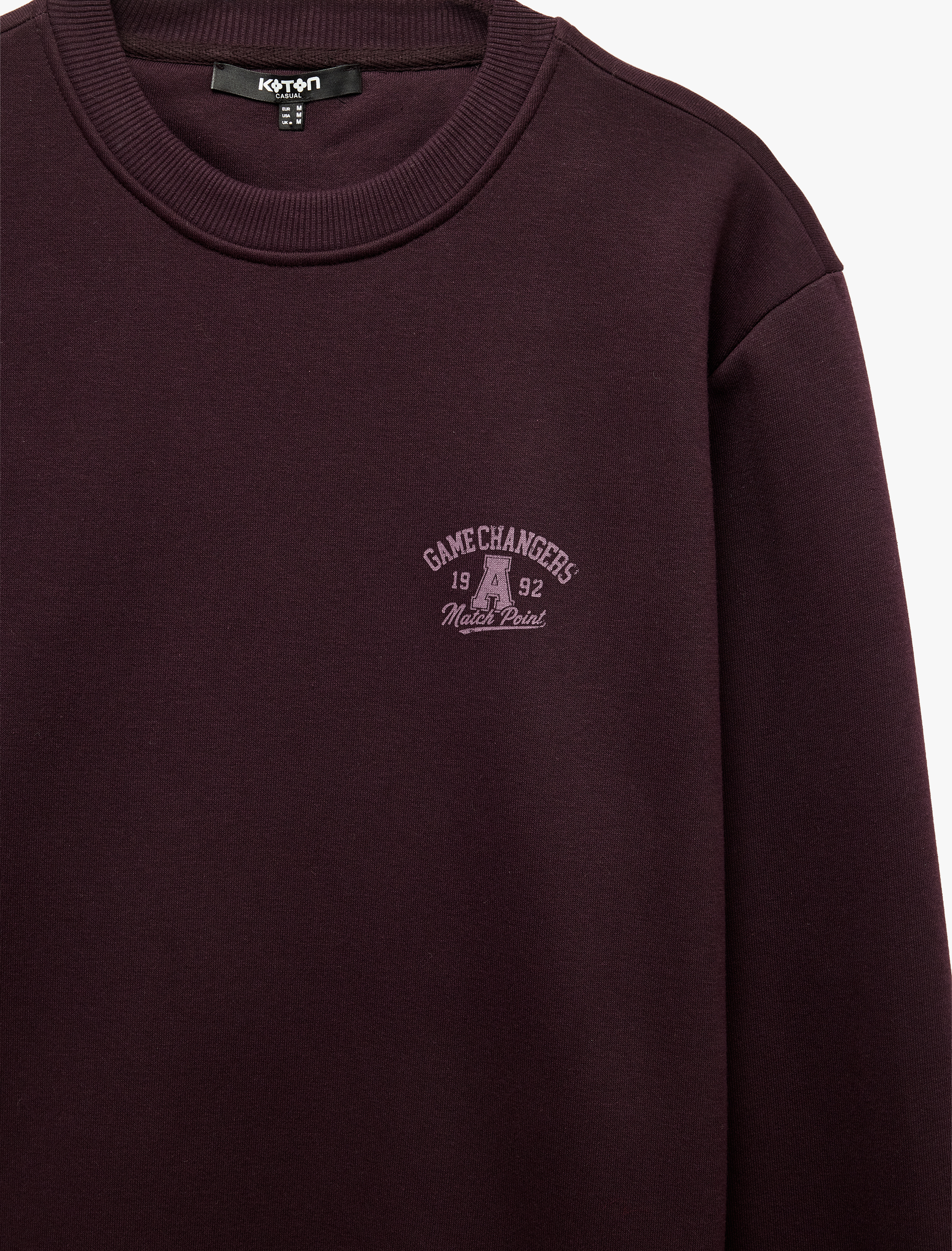   Uzun Kollu Üç İplik Şardonlu Bisiklet Yaka Baskılı Sweatshirt