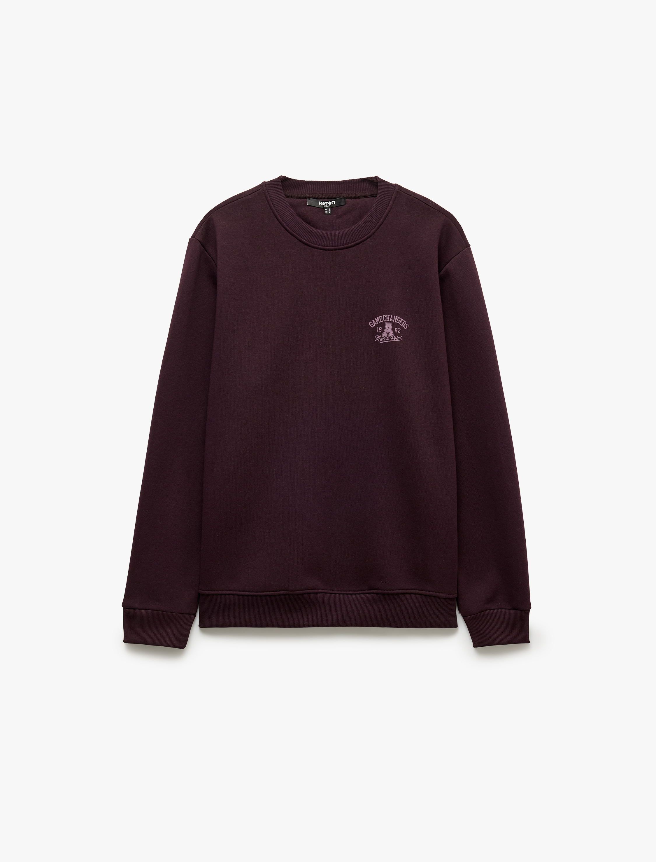   Uzun Kollu Üç İplik Şardonlu Bisiklet Yaka Baskılı Sweatshirt