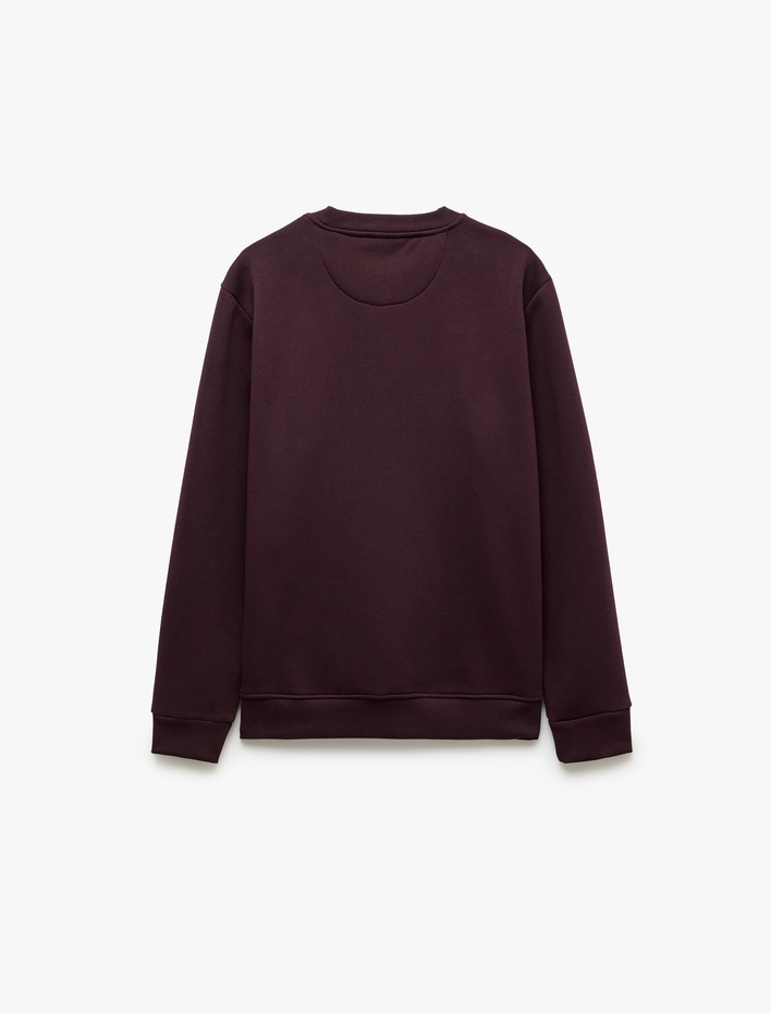  Uzun Kollu Üç İplik Şardonlu Bisiklet Yaka Baskılı Sweatshirt