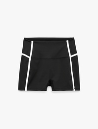 Yüksek Bel Slim Fit Biyeli Spor Biker Tayt
