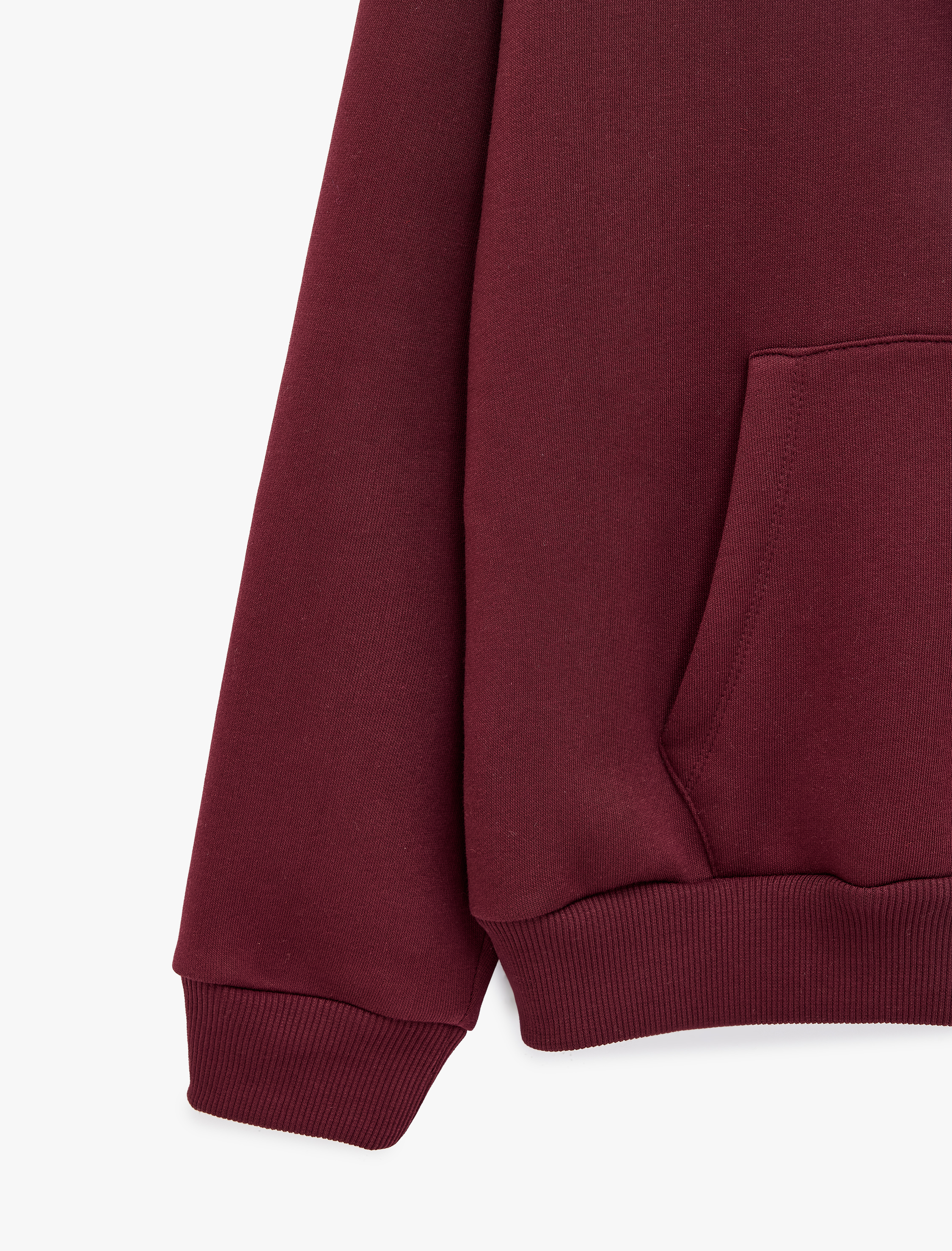  Uzun Kollu Şardonlu Cepli Rahat Kalıp Fermuarlı Kapüşonlu Sweatshirt