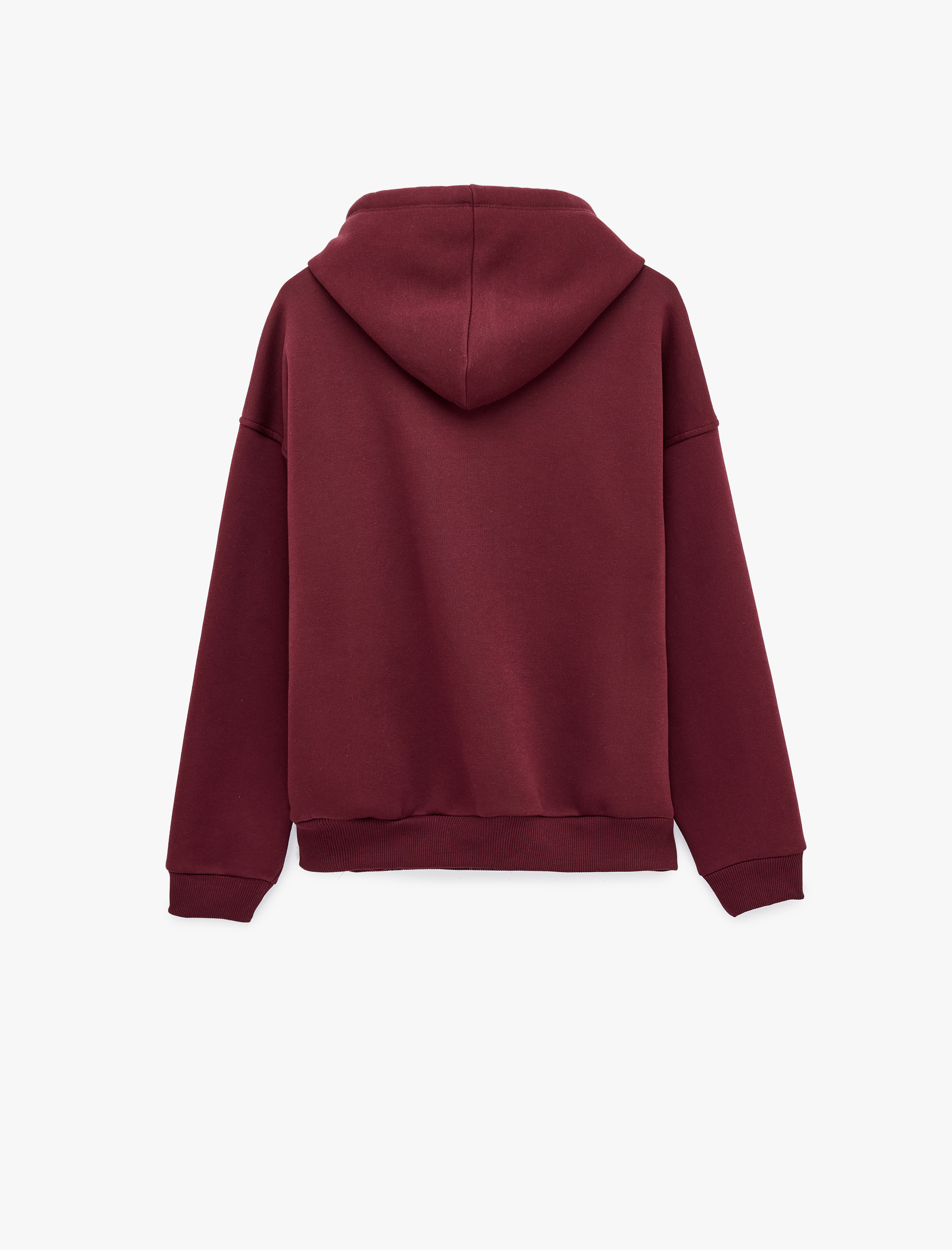  Uzun Kollu Şardonlu Cepli Rahat Kalıp Fermuarlı Kapüşonlu Sweatshirt