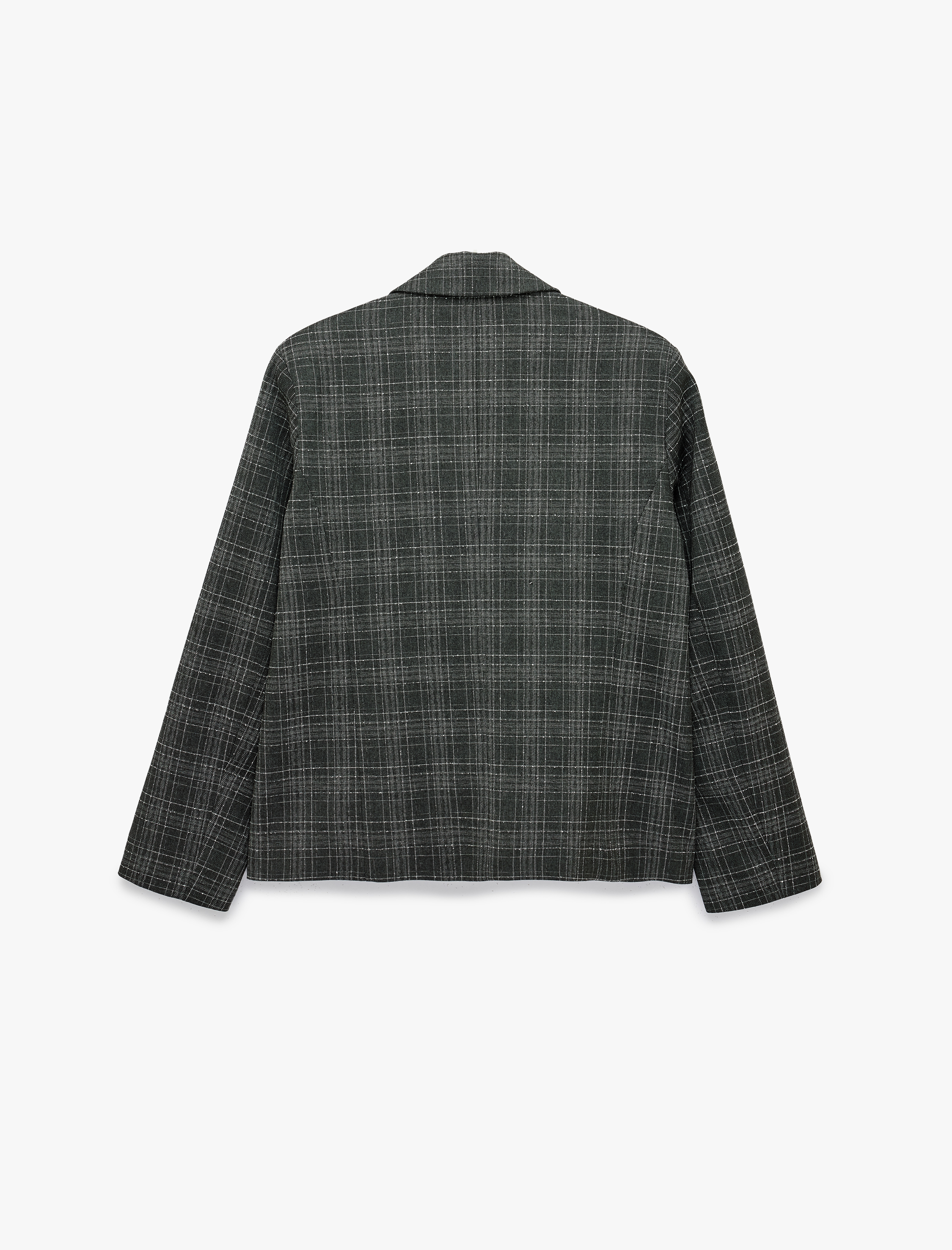   Bol Kesim Uzun Kollu Kruvaze Düğmeli Ekose Blazer Ceket