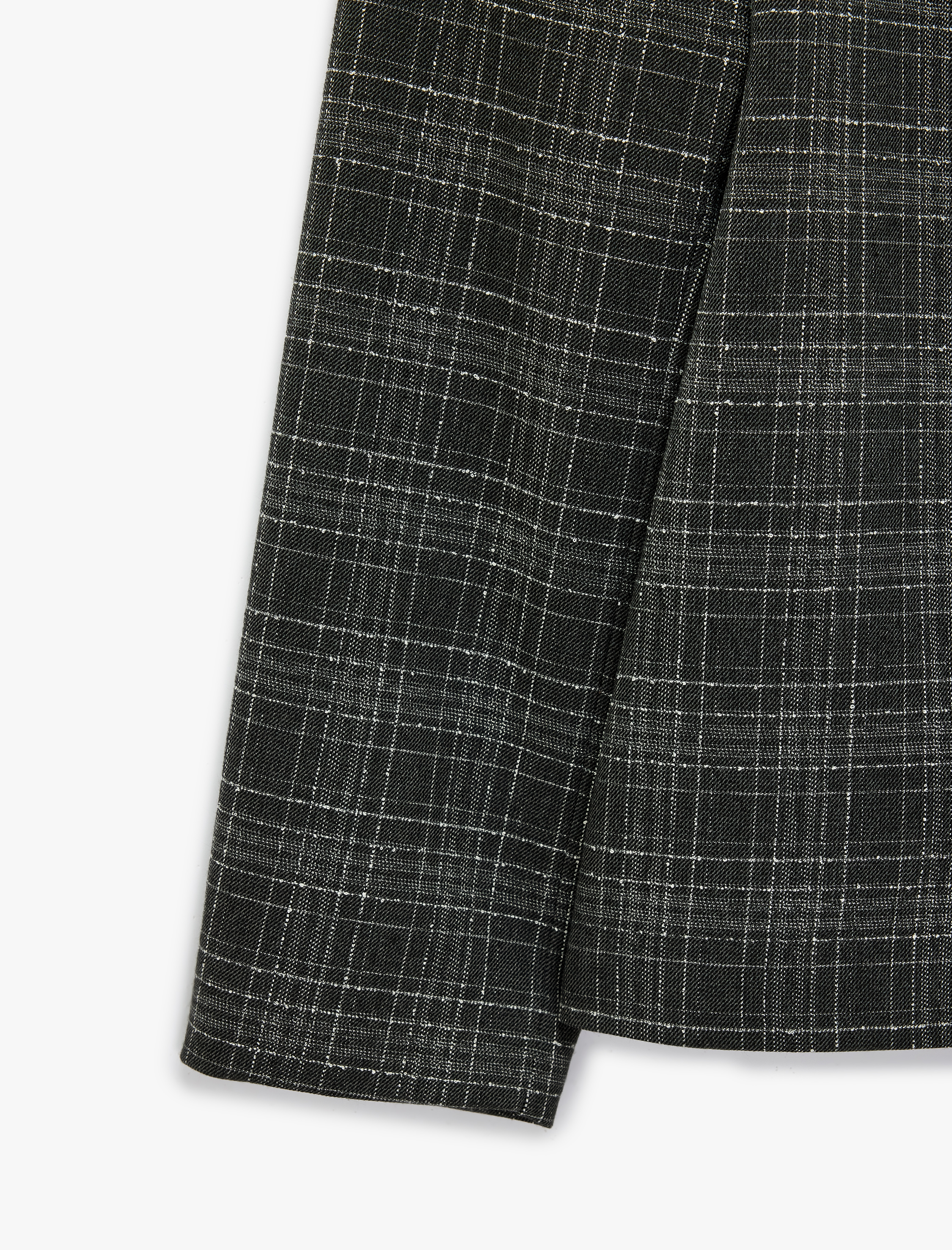   Bol Kesim Uzun Kollu Kruvaze Düğmeli Ekose Blazer Ceket