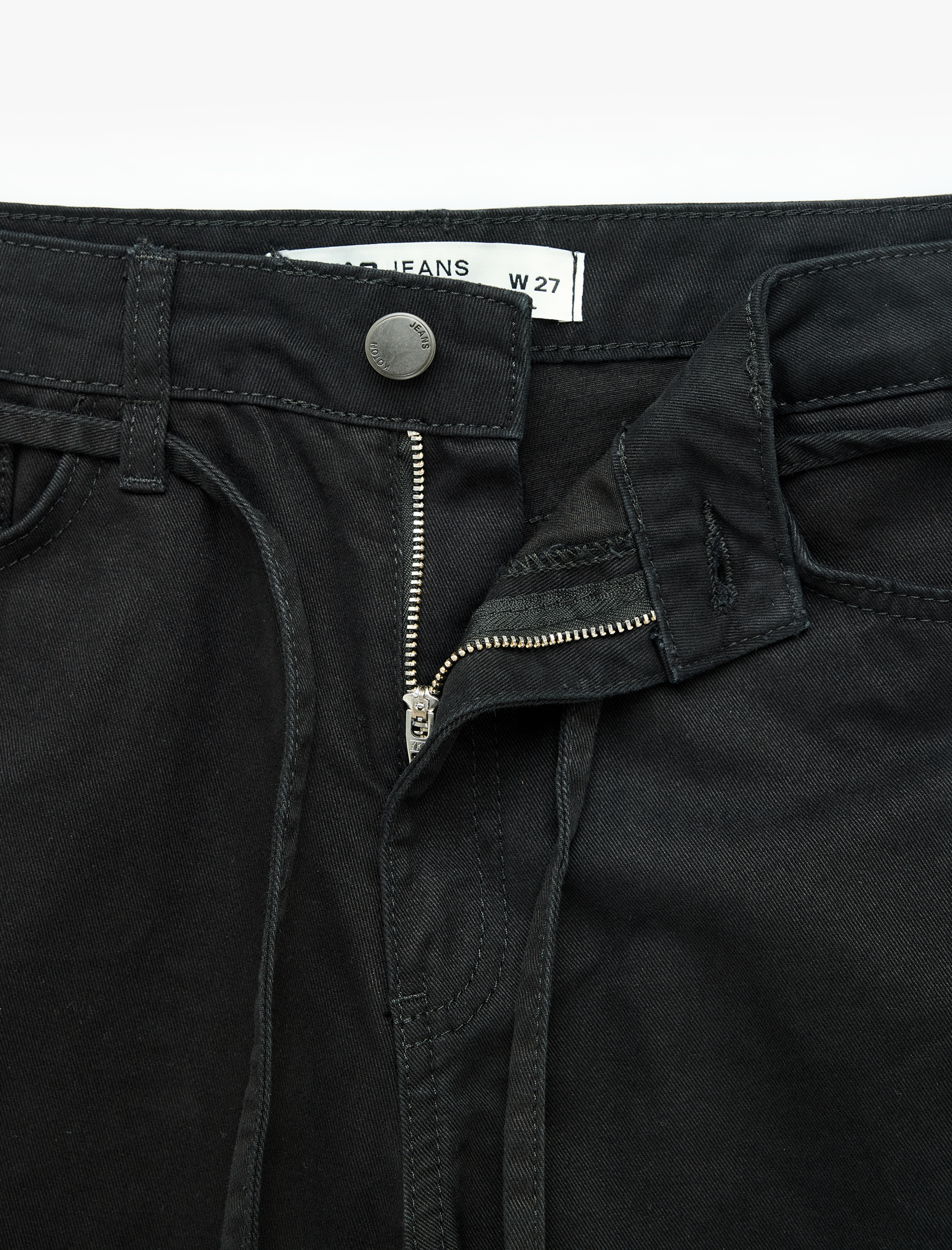   Normal Bel Pamuklu Kemerli Kısa Geniş Paça Denim Pantolon - Wide Leg Jeans
