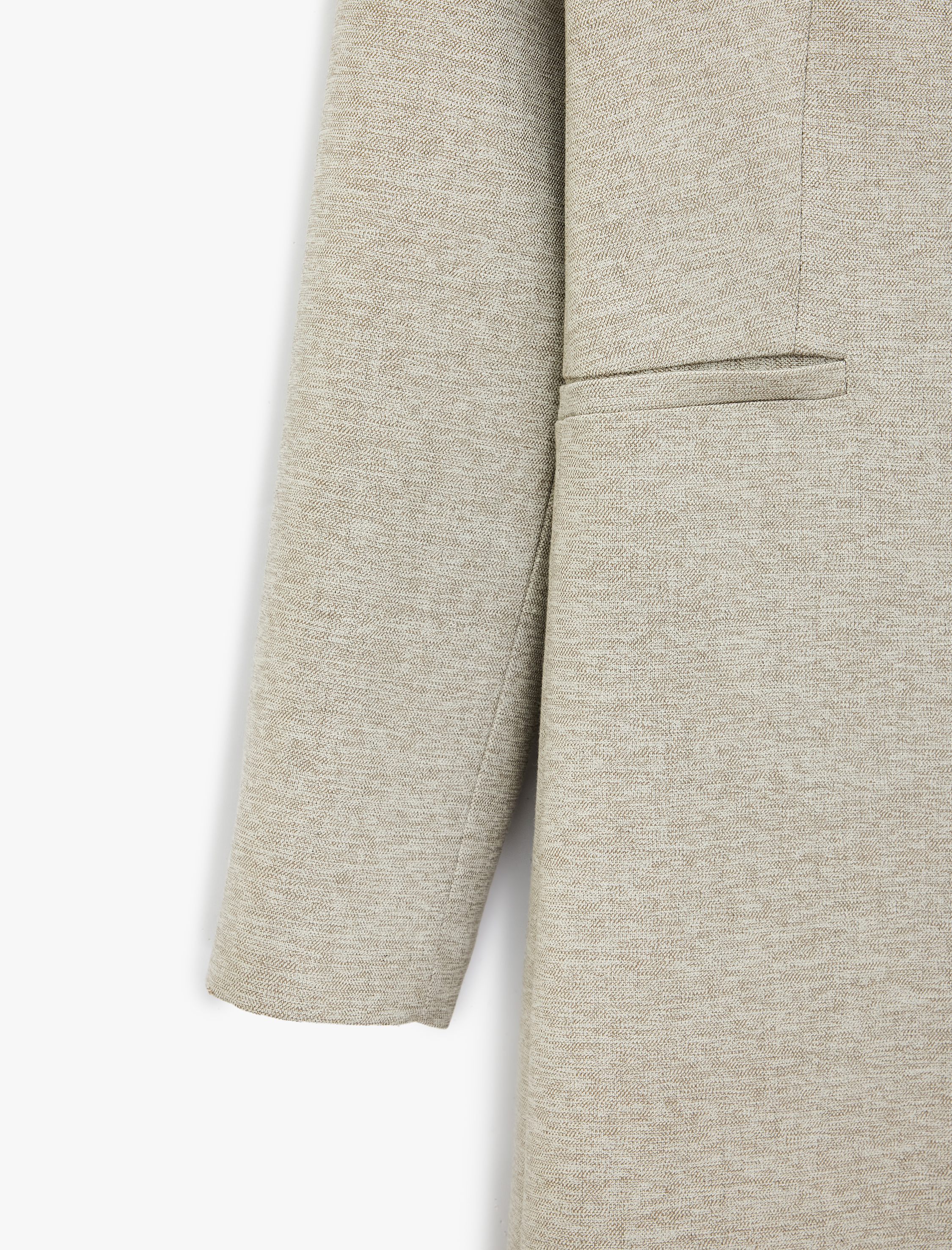   Cepli Uzun Kollu Düğmeli Uzun Kesim Blazer Ceket