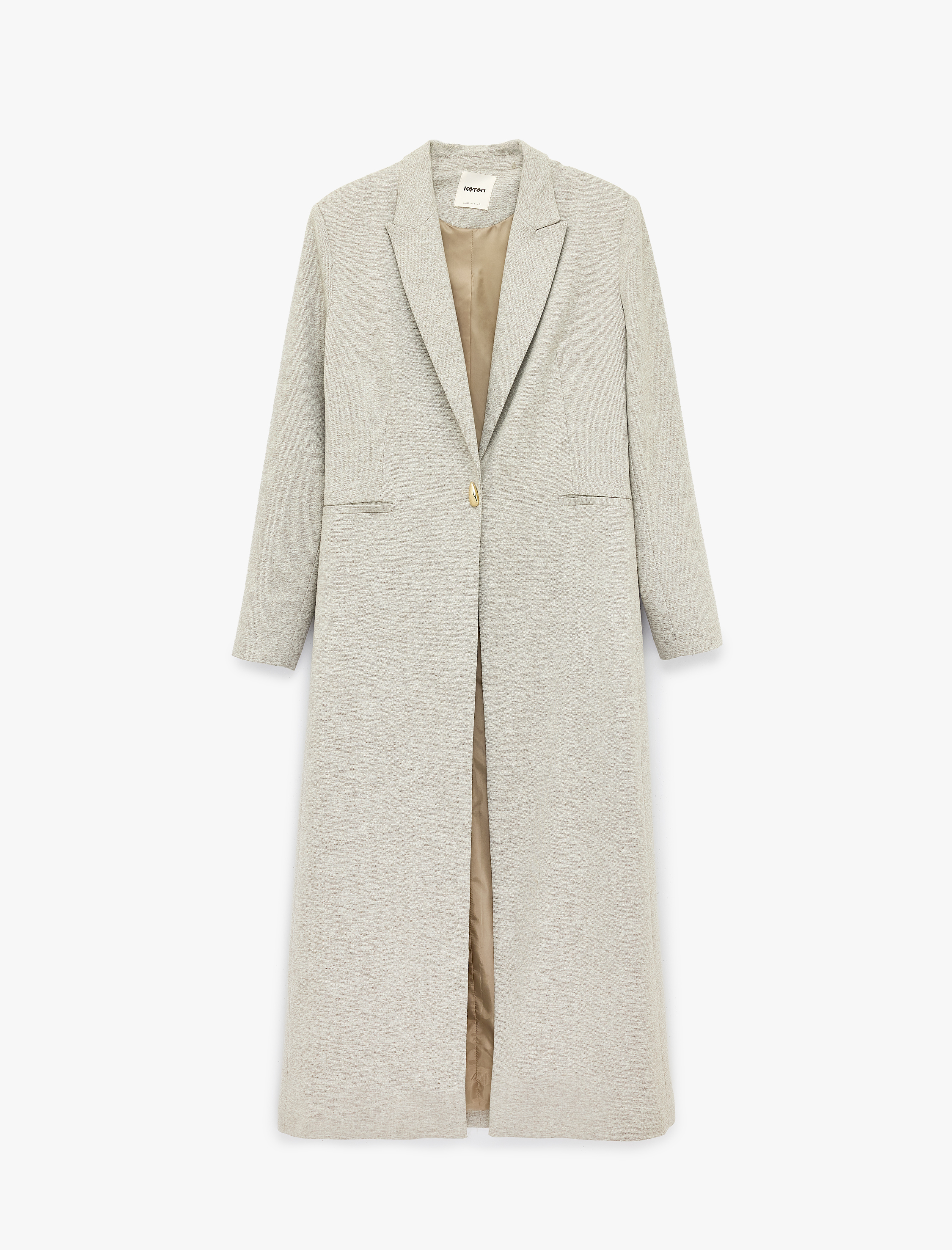   Cepli Uzun Kollu Düğmeli Uzun Kesim Blazer Ceket