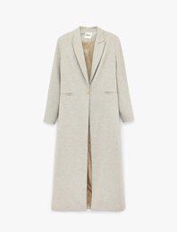 Cepli Uzun Kollu Düğmeli Uzun Kesim Blazer Ceket