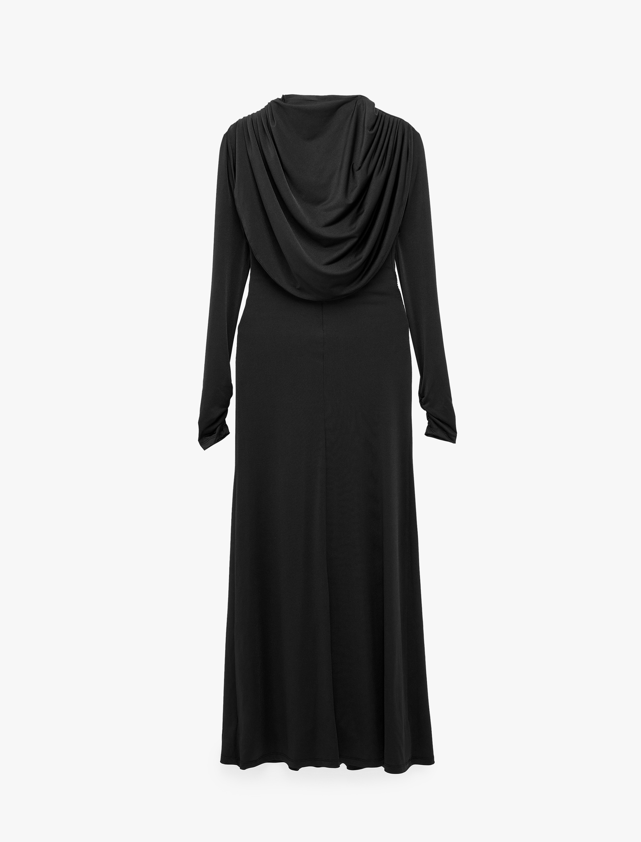   Slim Fit Parlak Sandy Kumaş Degaje Yaka Uzun Kollu Drapeli Elbise