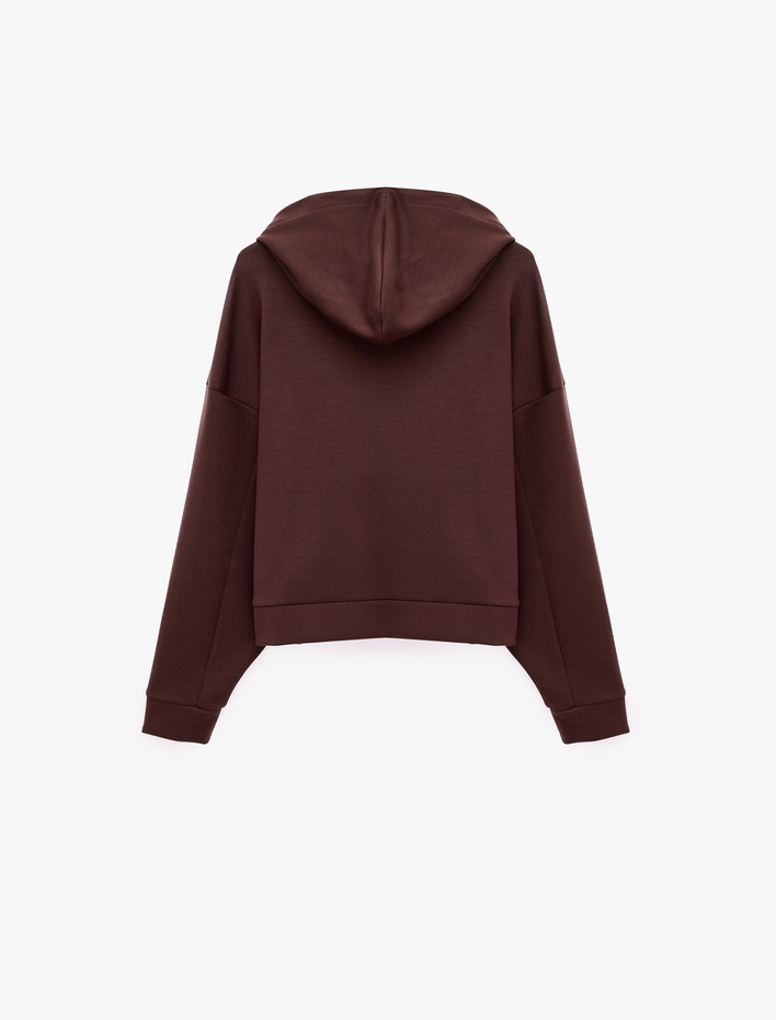  Basic Uzun Kollu Bağcıklı Kapüşonlu Oversize Spor Sweatshirt