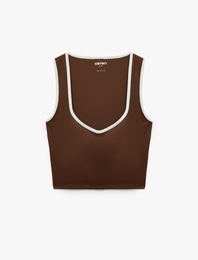 Slim Fit U Yaka Kolsuz Biyeli Kaplı Sporcu Sütyeni