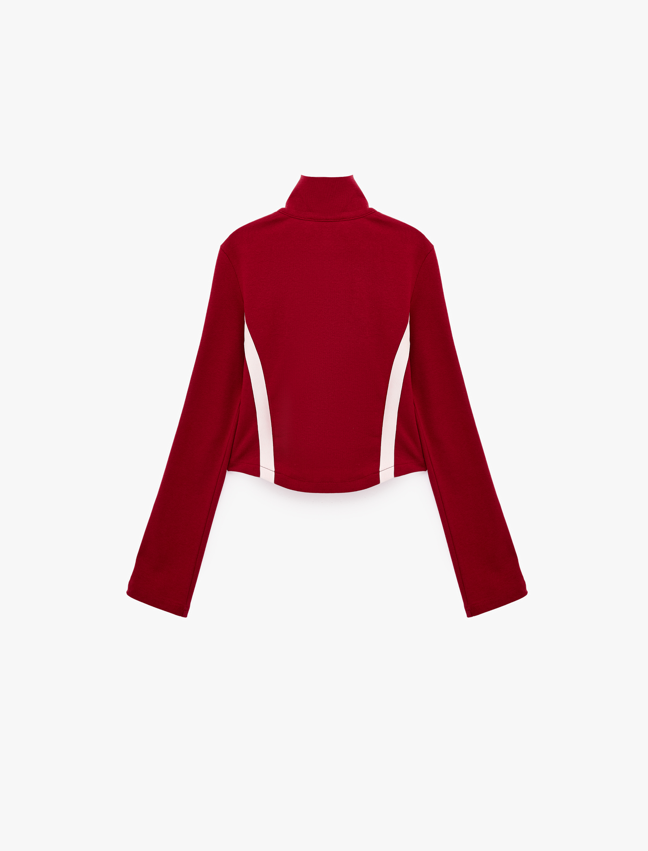   Slim Fit Pamuklu Şeritli Dik Yaka Uzun Kollu Fermuarlı Sweatshirt