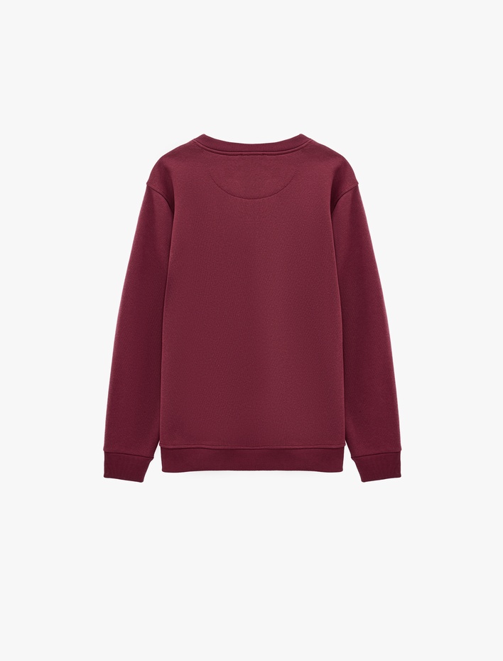 Uzun Kollu Üç İplik Şardonlu Bisiklet Yaka Baskılı Sweatshirt