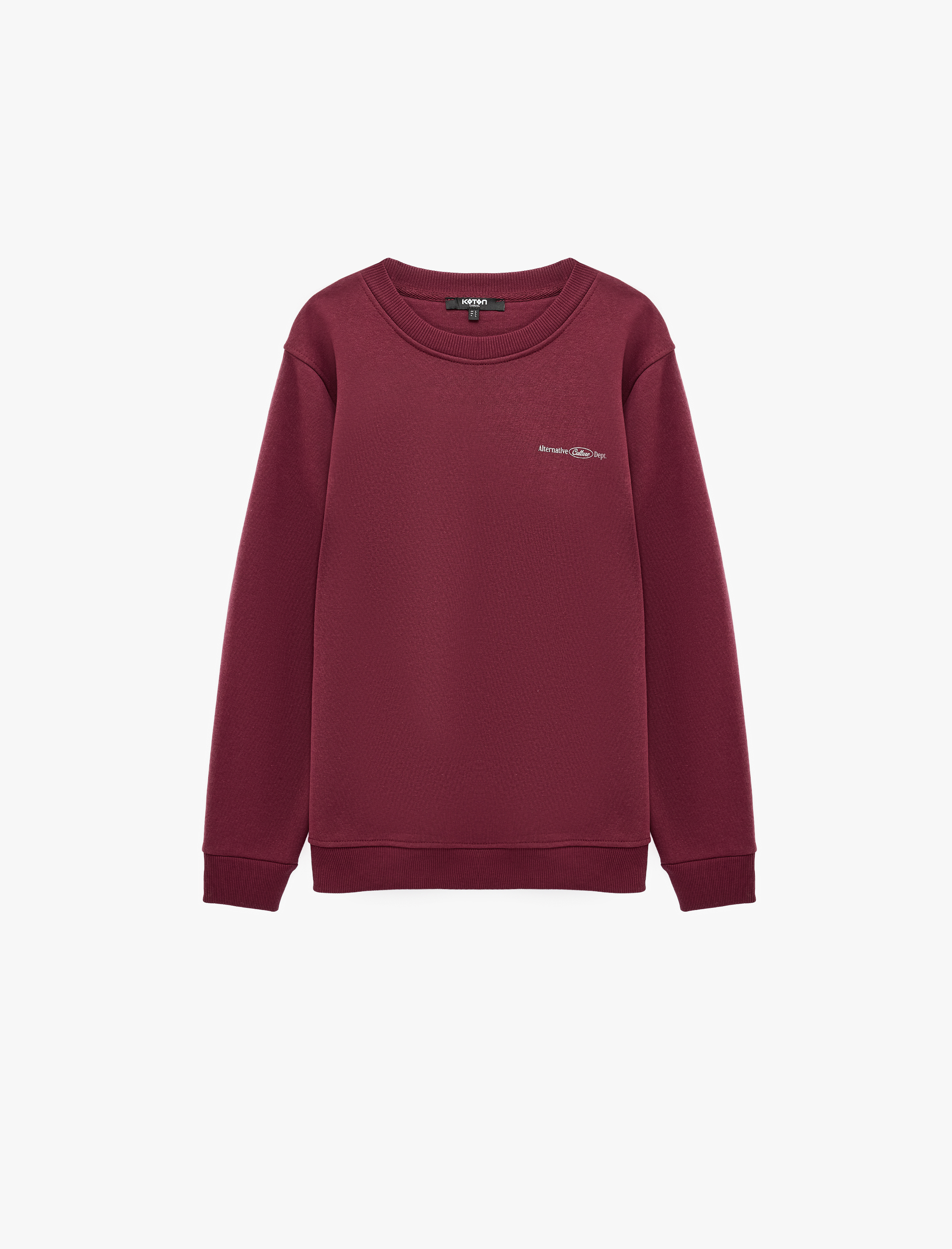   Uzun Kollu Üç İplik Şardonlu Bisiklet Yaka Baskılı Sweatshirt