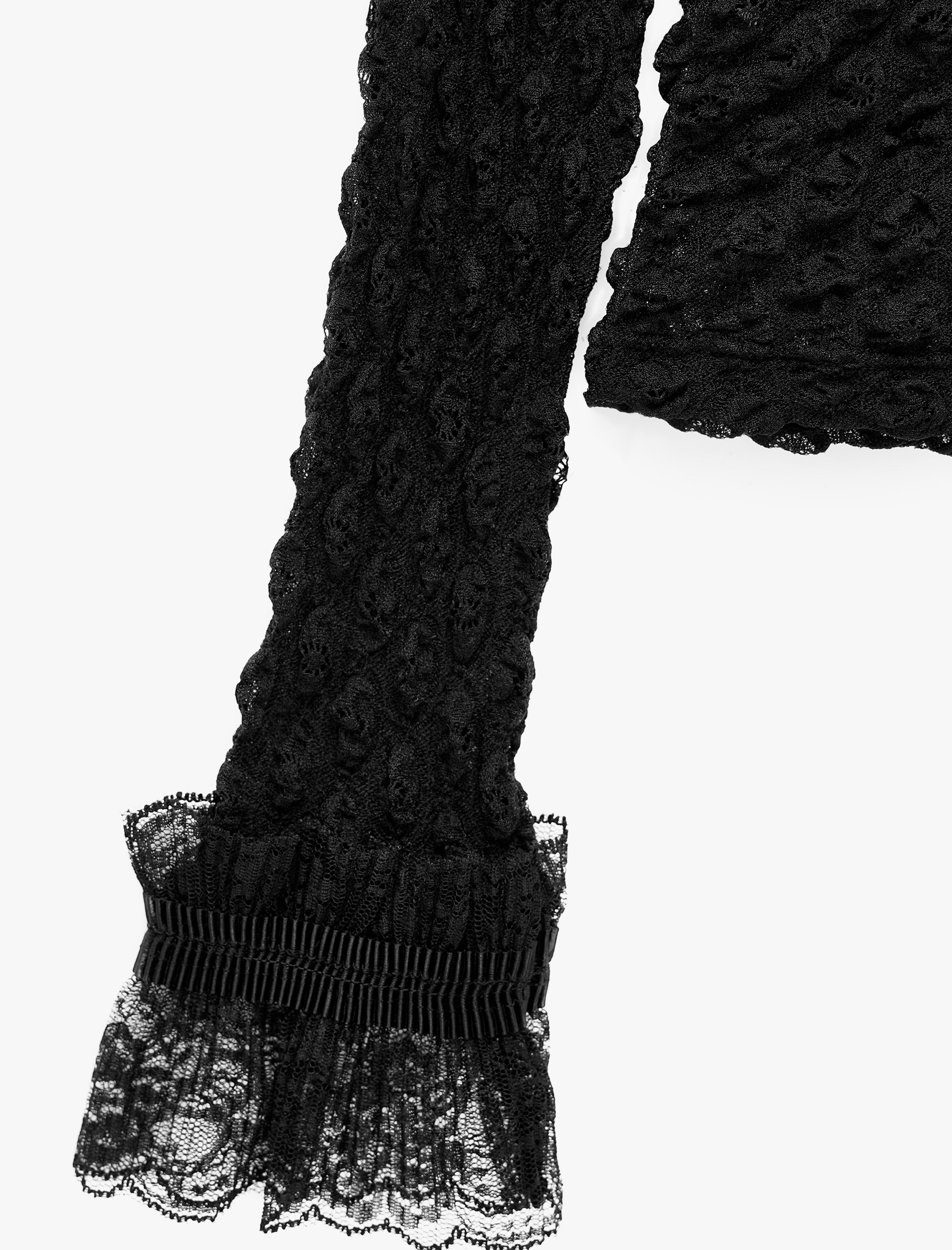   Koton X Selected by Melis Ağazat - Dantelli Dik Yaka Dokulu Tişört Slim Fit Uzun Kollu