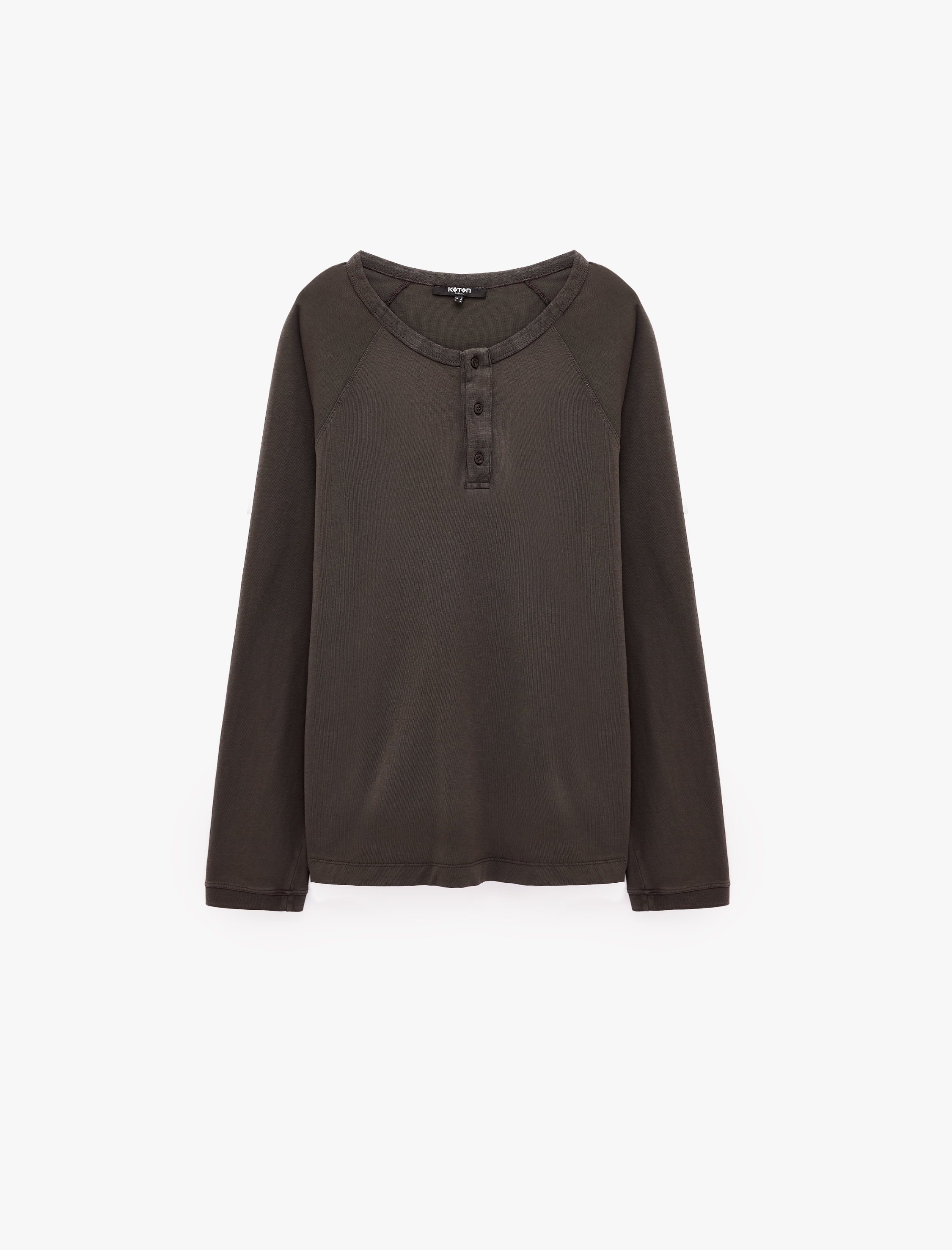   Pamuklu Uzun Reglan Kollu Düğmeli Oversize Henley Yaka Sweatshirt