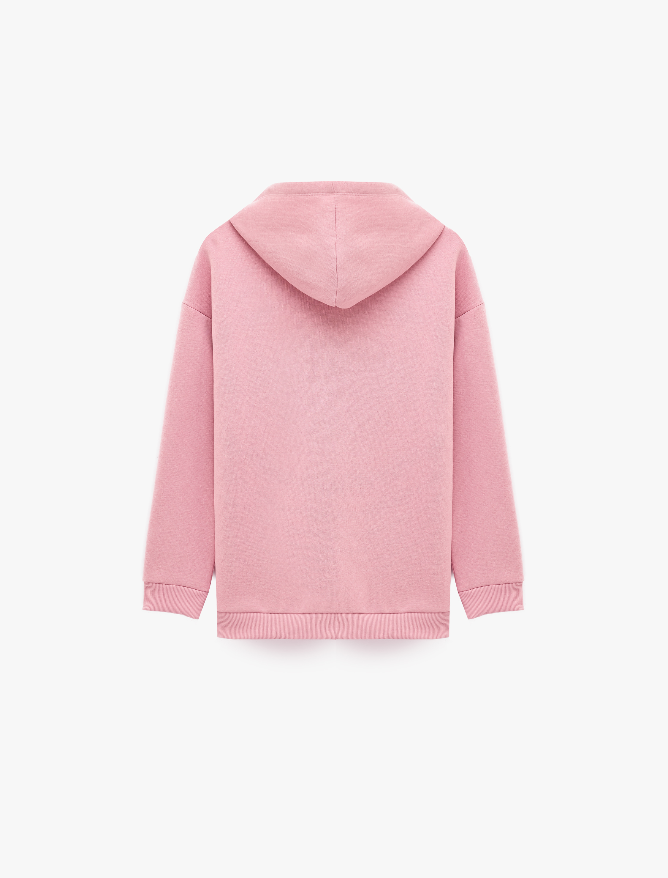   Pamuklu Rahat Kalıp Kapüşonlu Yarım Fermuarlı Cepli Baskılı Sweatshirt