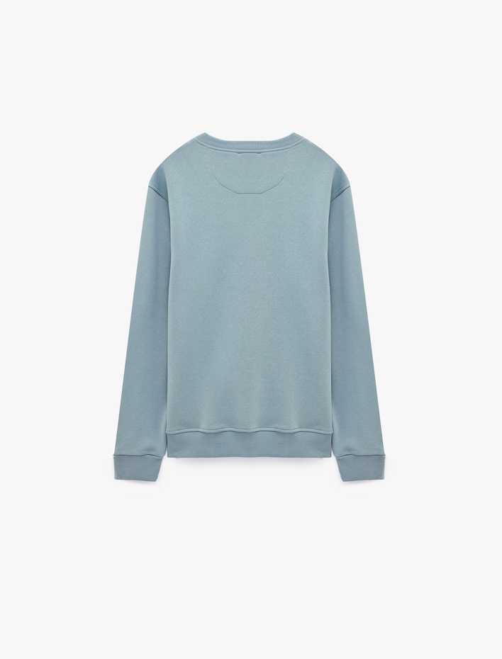  Üç İplik Şardonlu Bisiklet Yaka Uzun Kollu Baskılı Sweatshirt