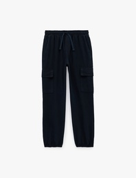 Beli Bağcıklı Kanvas Slim Fit Kargo Cepli Lastikli Paça Jogger Pantolon