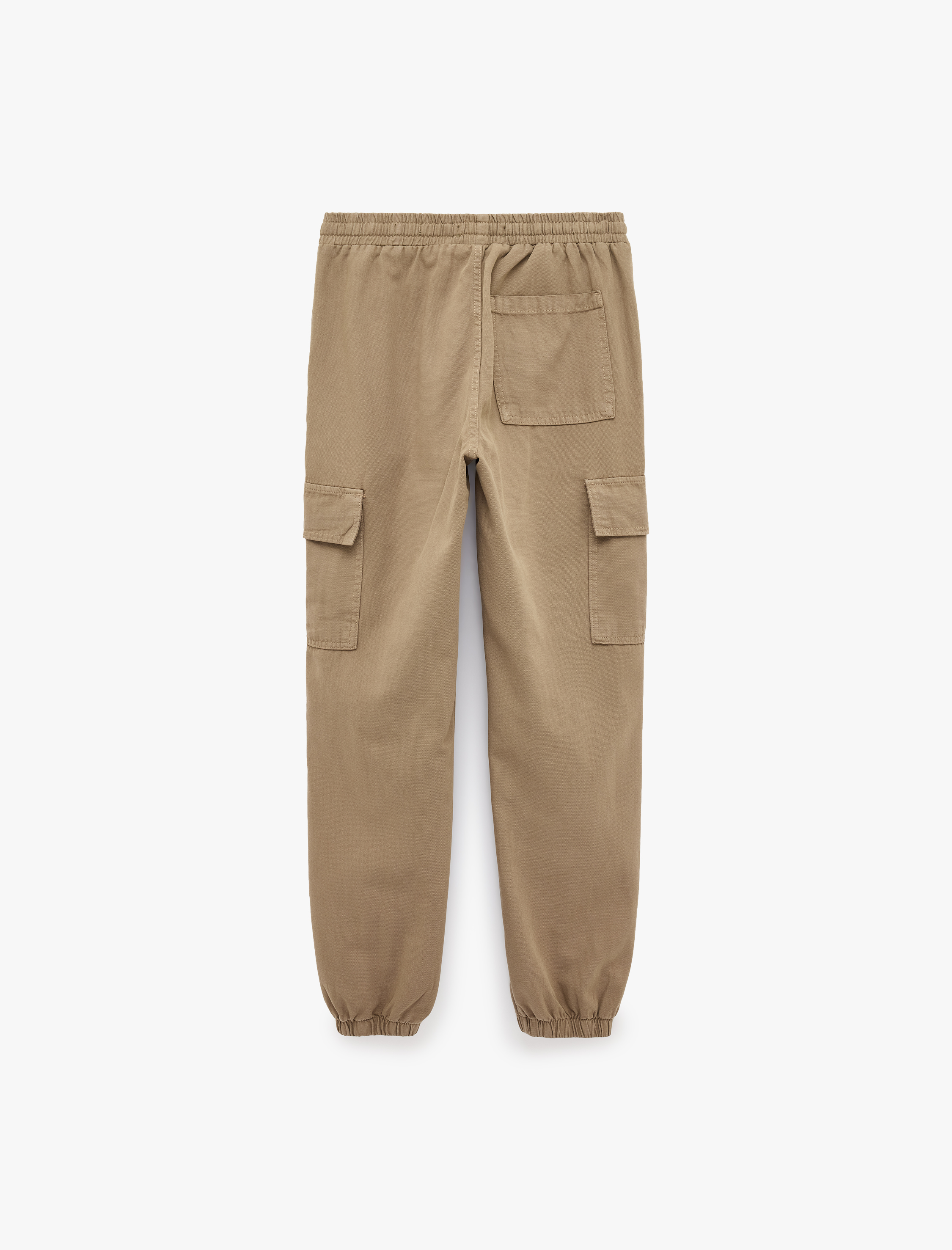   Beli Bağcıklı Kanvas Slim Fit Kargo Cepli Lastikli Paça Jogger Pantolon