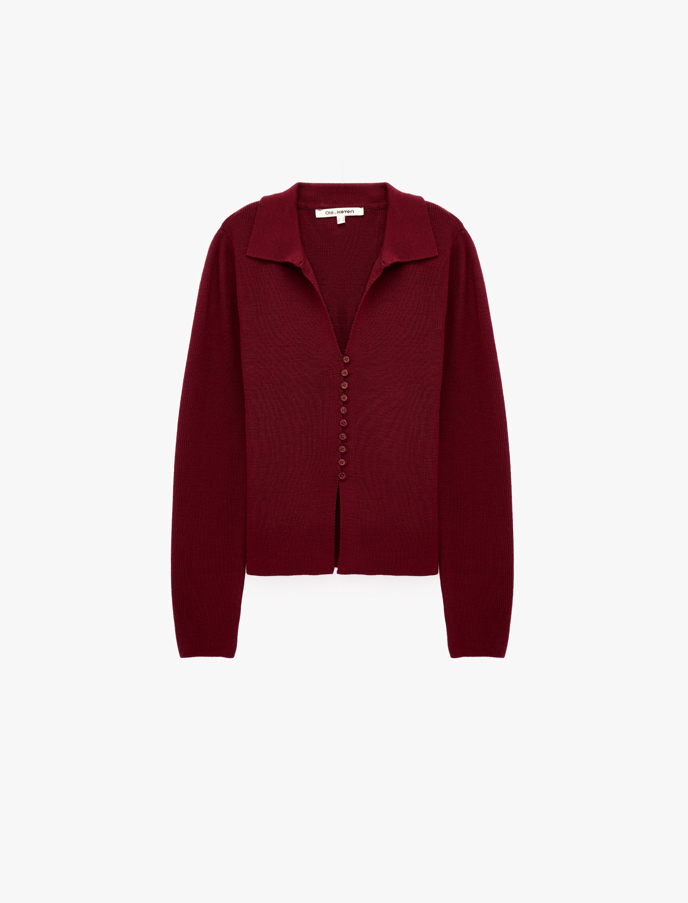   Düğmeli Slim Fit  V Yaka Uzun Kollu Triko Kazak