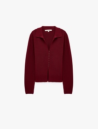 Düğmeli Slim Fit  V Yaka Uzun Kollu Triko Kazak