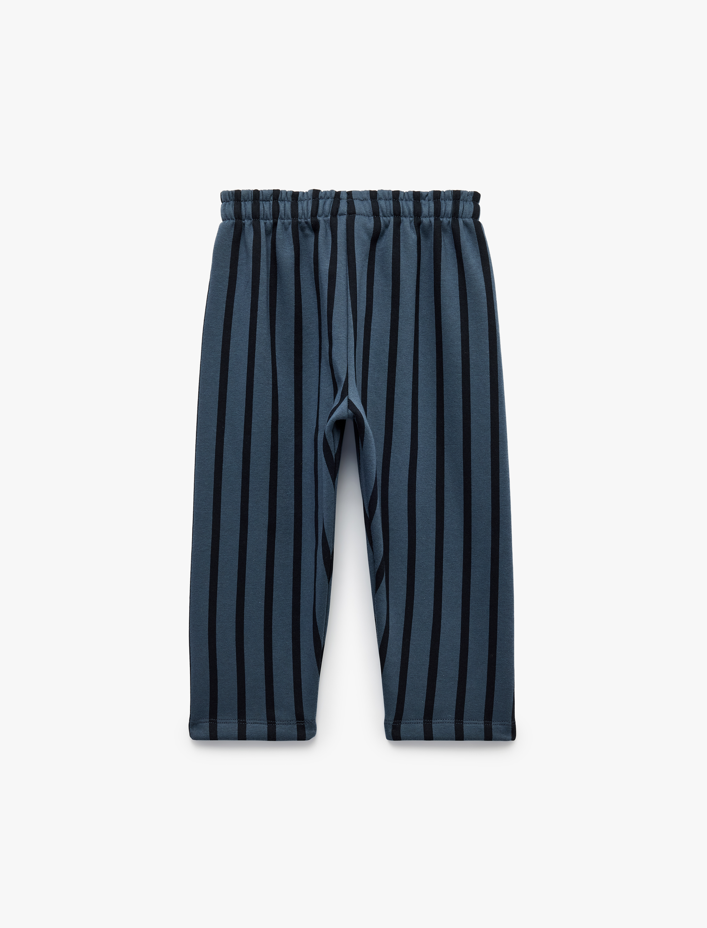  Erkek Bebek Beli Bağlamalı Üç İplik Şardonlu Çizgili Eşofman Altı