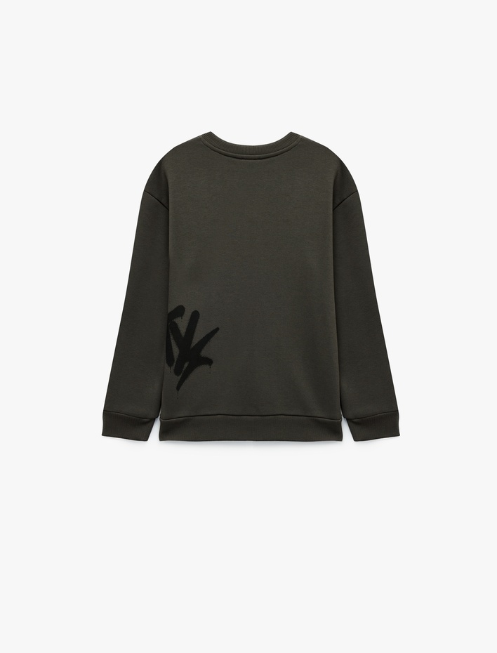 Erkek Çocuk Baskılı Şardonlu Bisiklet Yaka Uzun Kollu Sweatshirt
