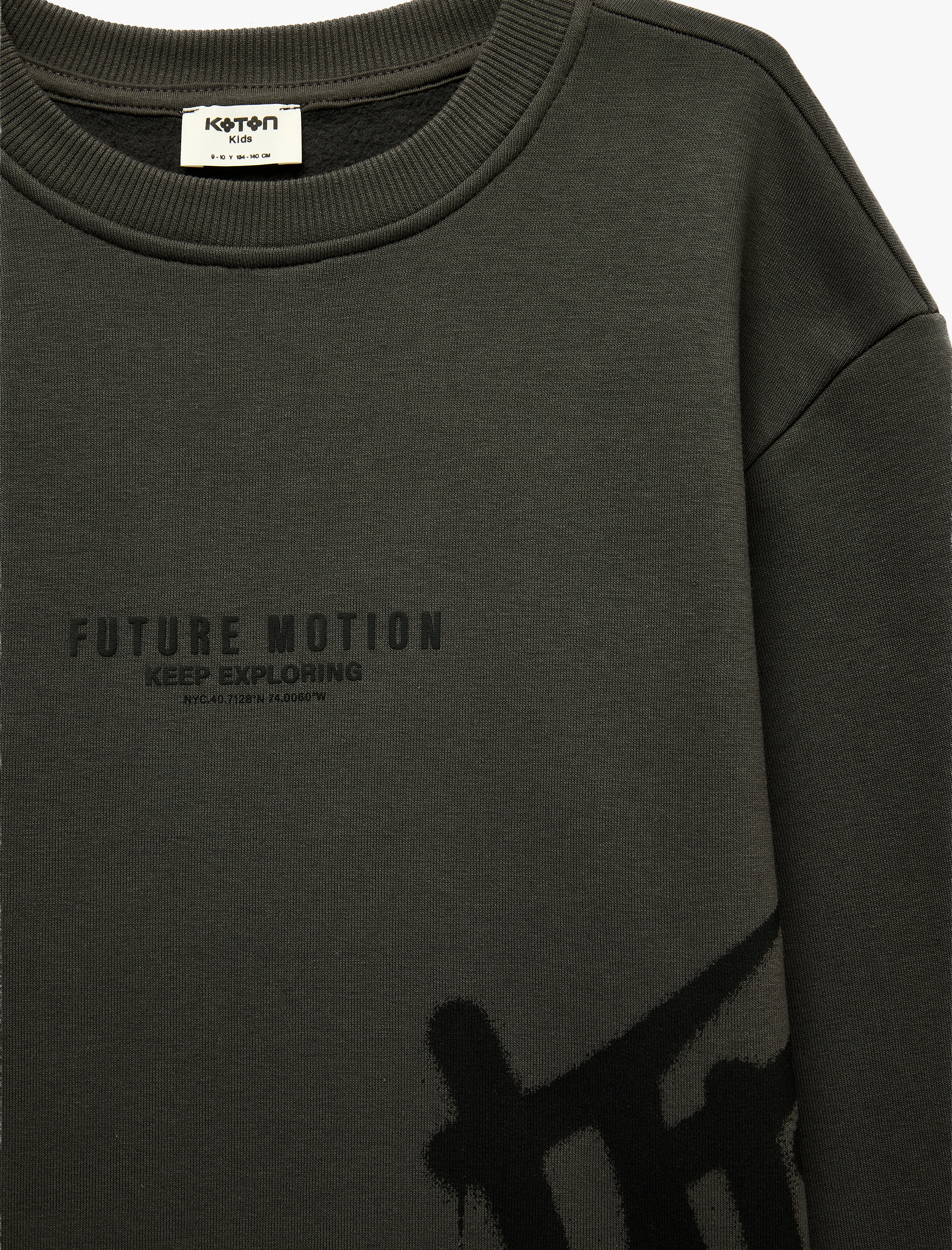  Erkek Çocuk Baskılı Şardonlu Bisiklet Yaka Uzun Kollu Sweatshirt