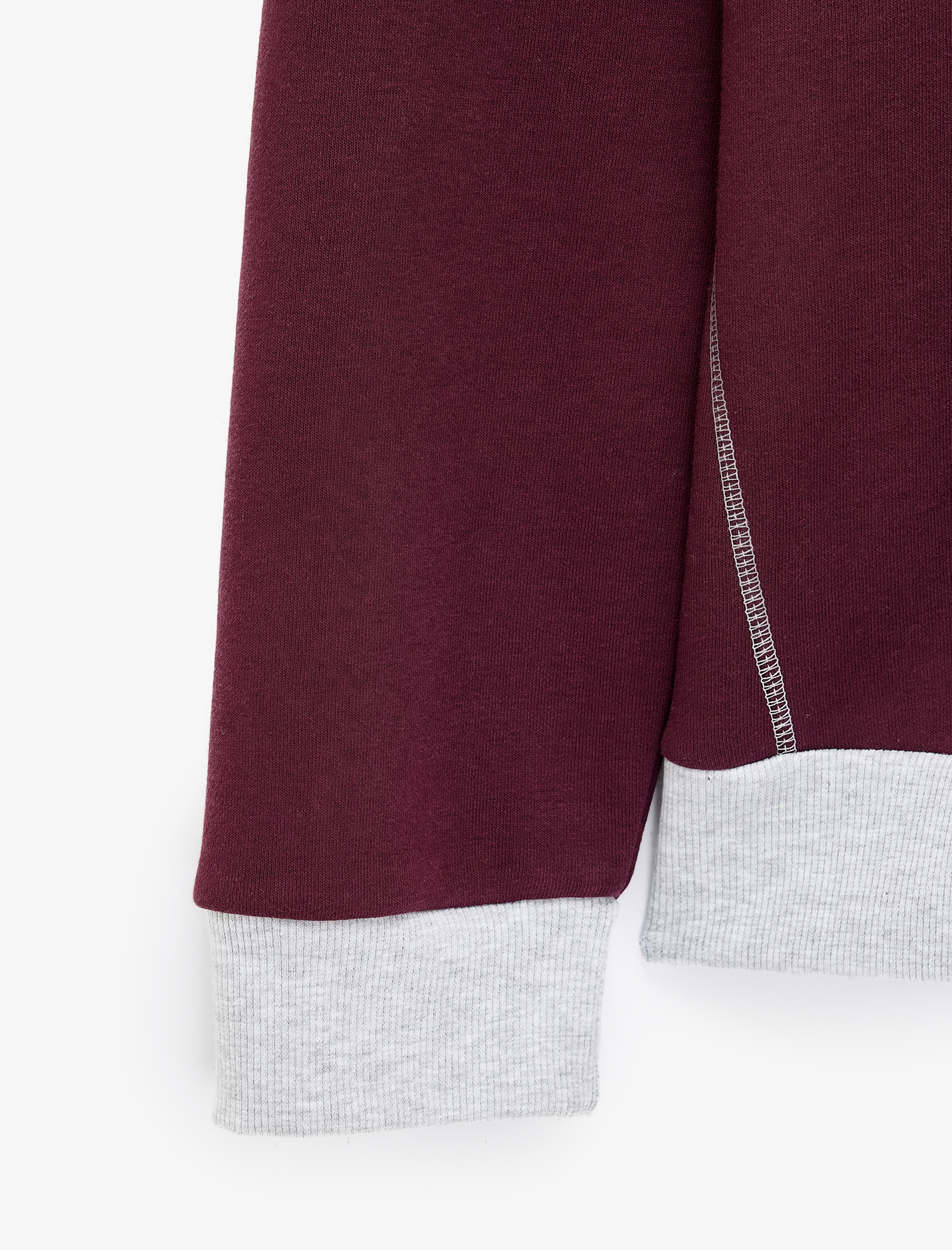   Şardonlu Renk Kontrastlı Dikiş Detaylı Bisiklet Yaka Sweatshirt