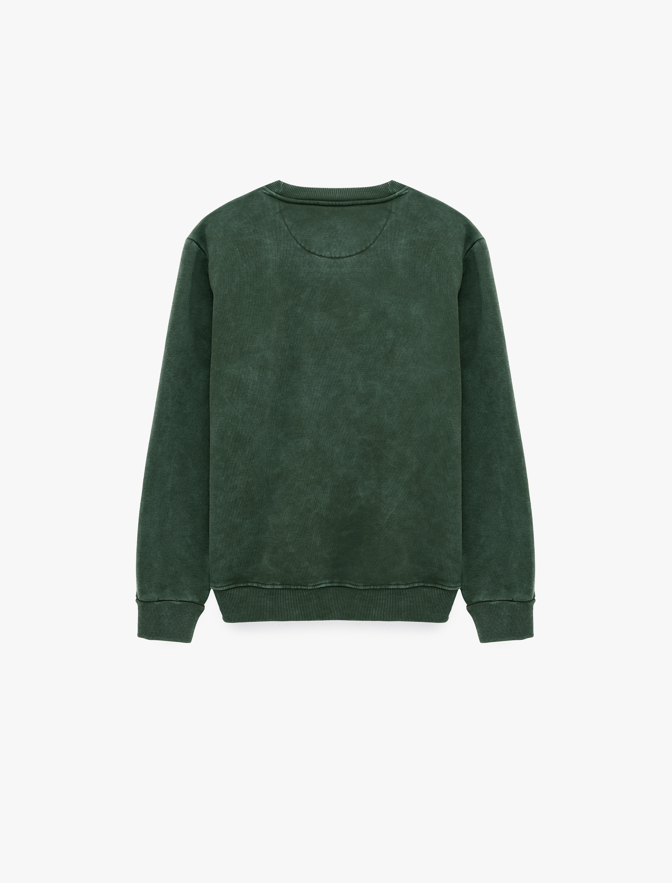   Şardonlu Yıkamalı Bisiklet Yaka Uzun Kollu Baskılı Sweatshirt