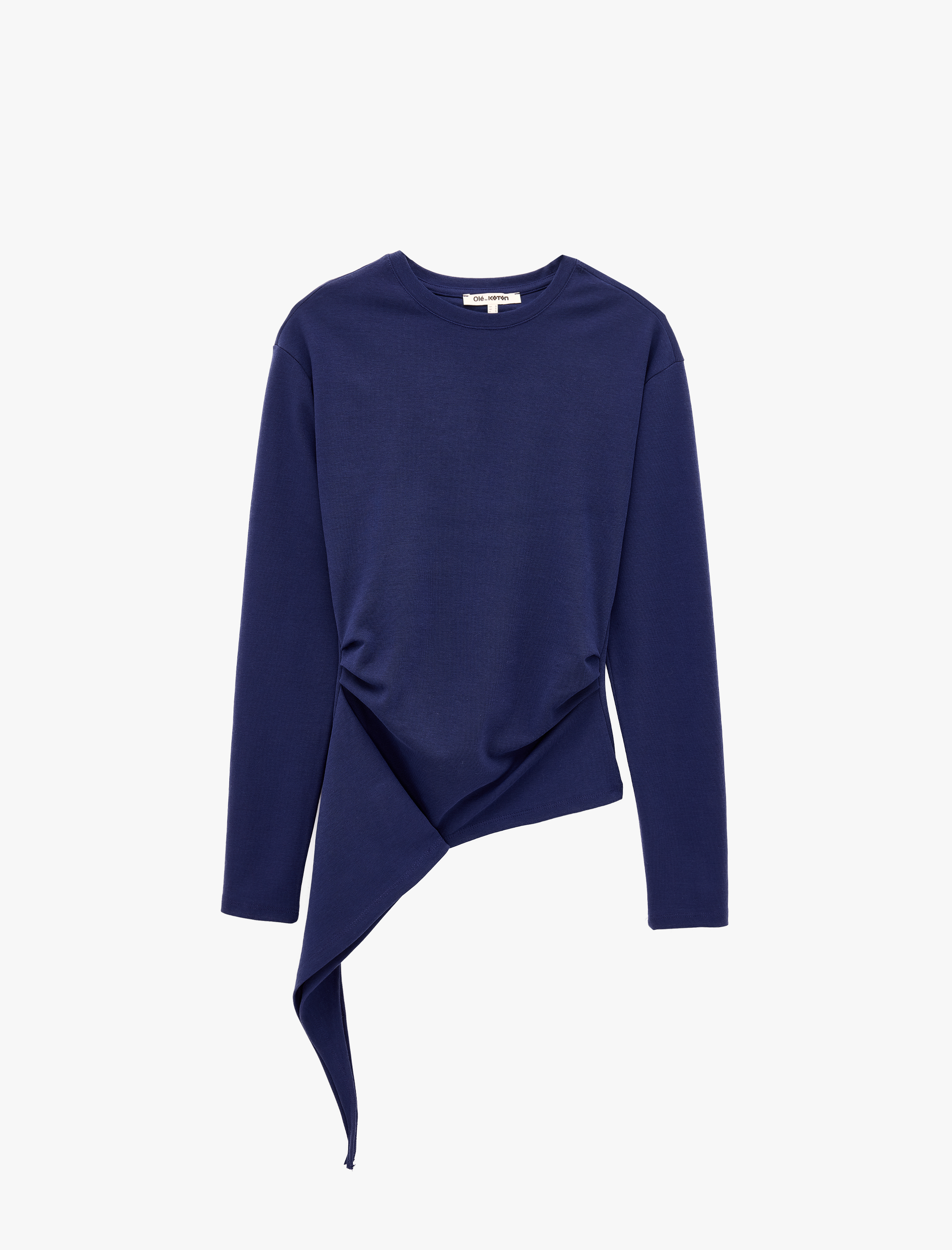   Asimetrik Kesim Slim Fit Bisiklet Yaka Kısa Kollu Pamuklu Tişört