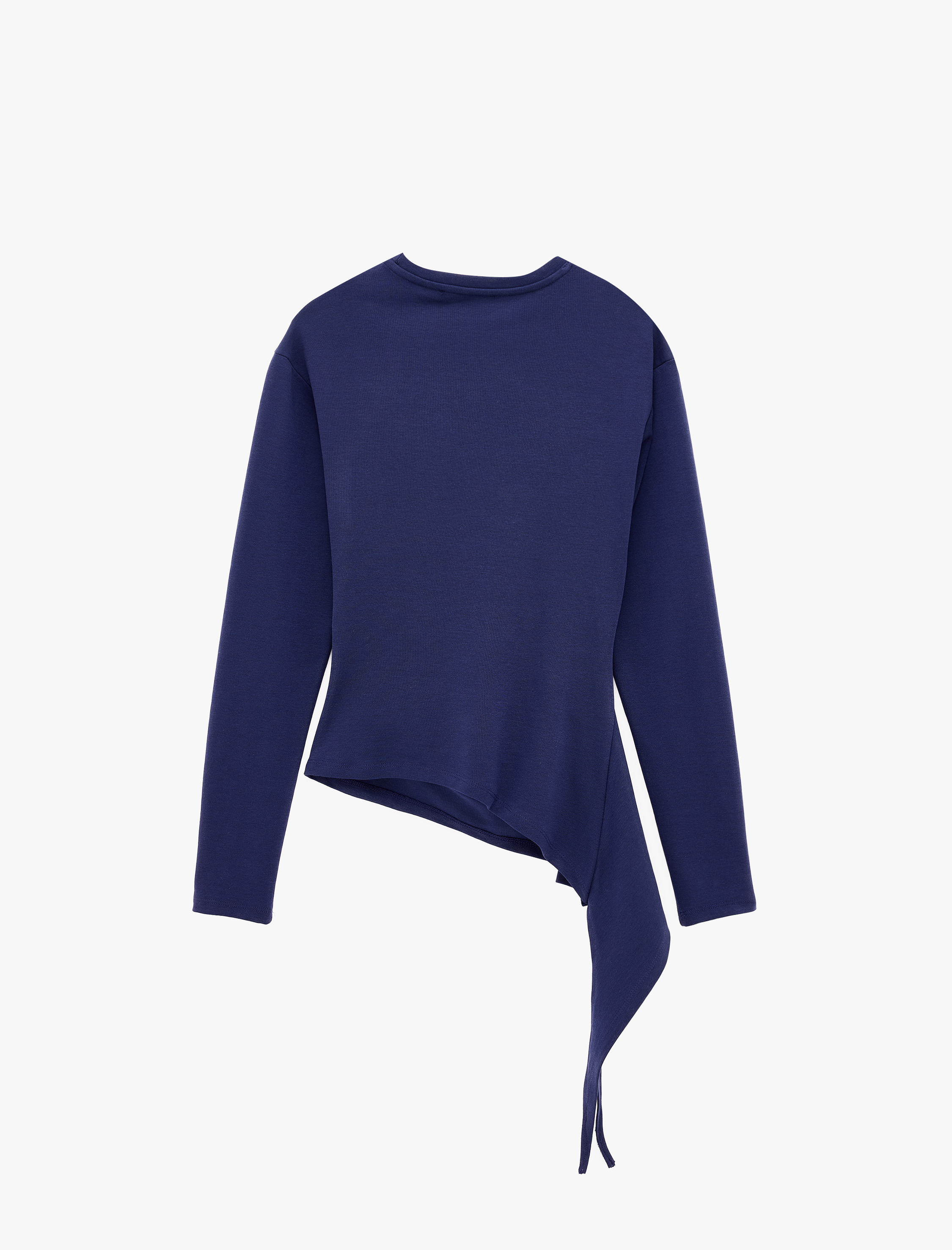   Asimetrik Kesim Slim Fit Bisiklet Yaka Kısa Kollu Pamuklu Tişört